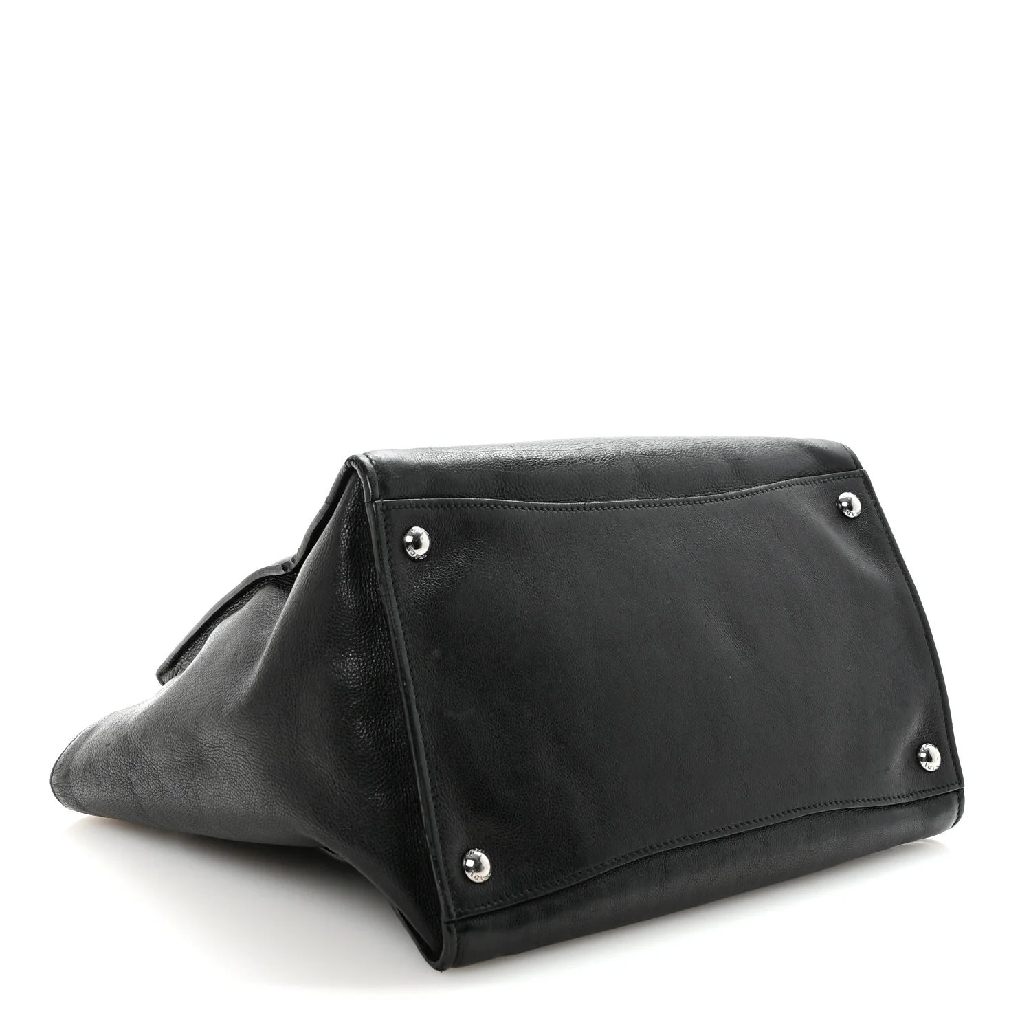 Glace Calf Twin Pocket Tote Black - Top Club