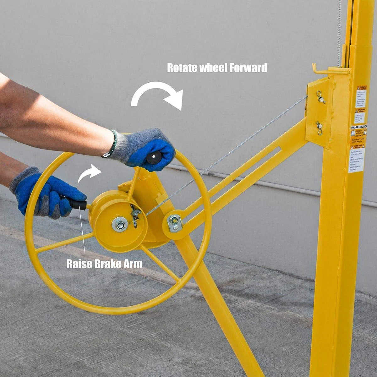 2025 Stark USA 65044 65044 Drywall Lift 11' Yellow Rolling Sheetrock Panel Hoist Jack