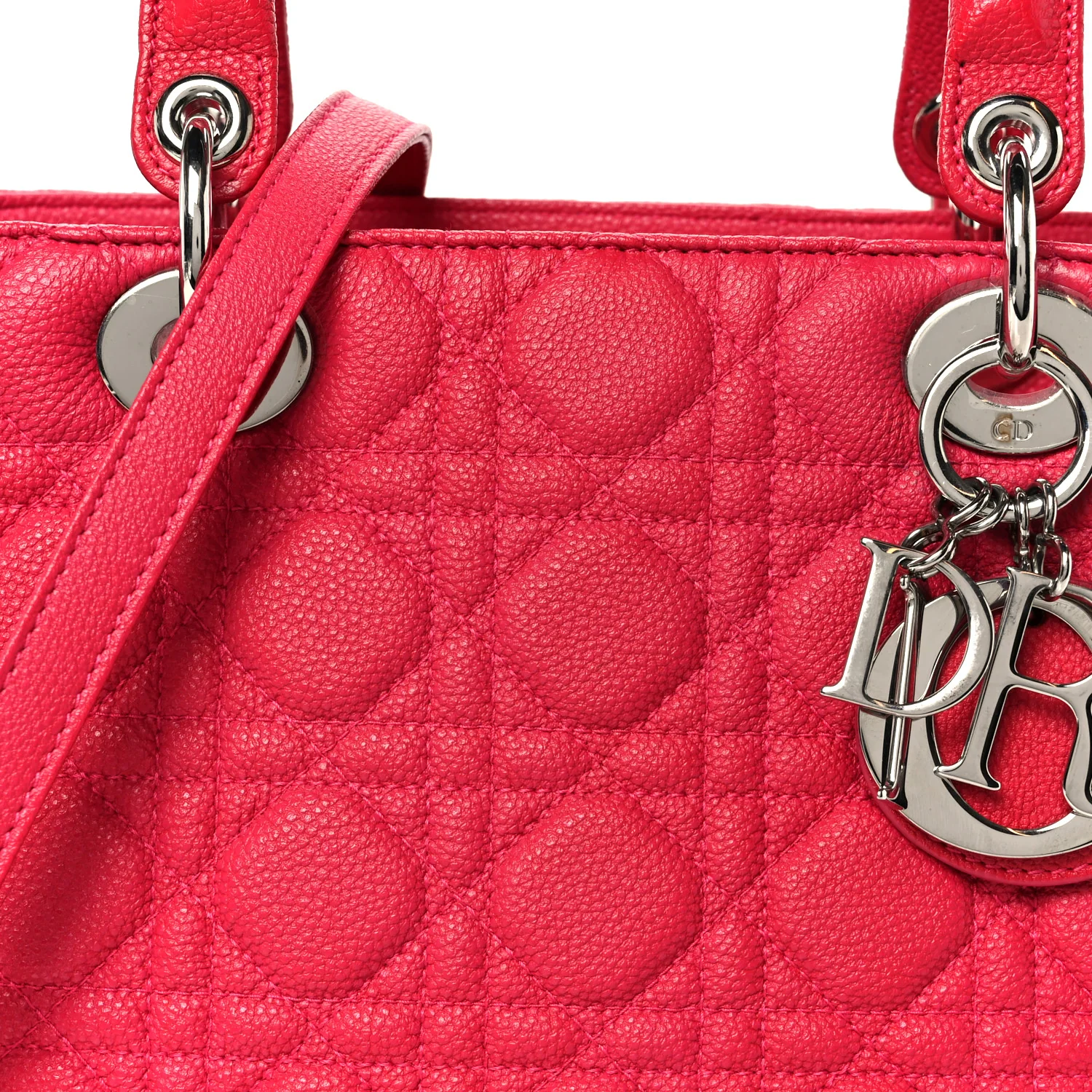 Grained Calfskin Cannage Medium Lady Dior Pink - Top Club