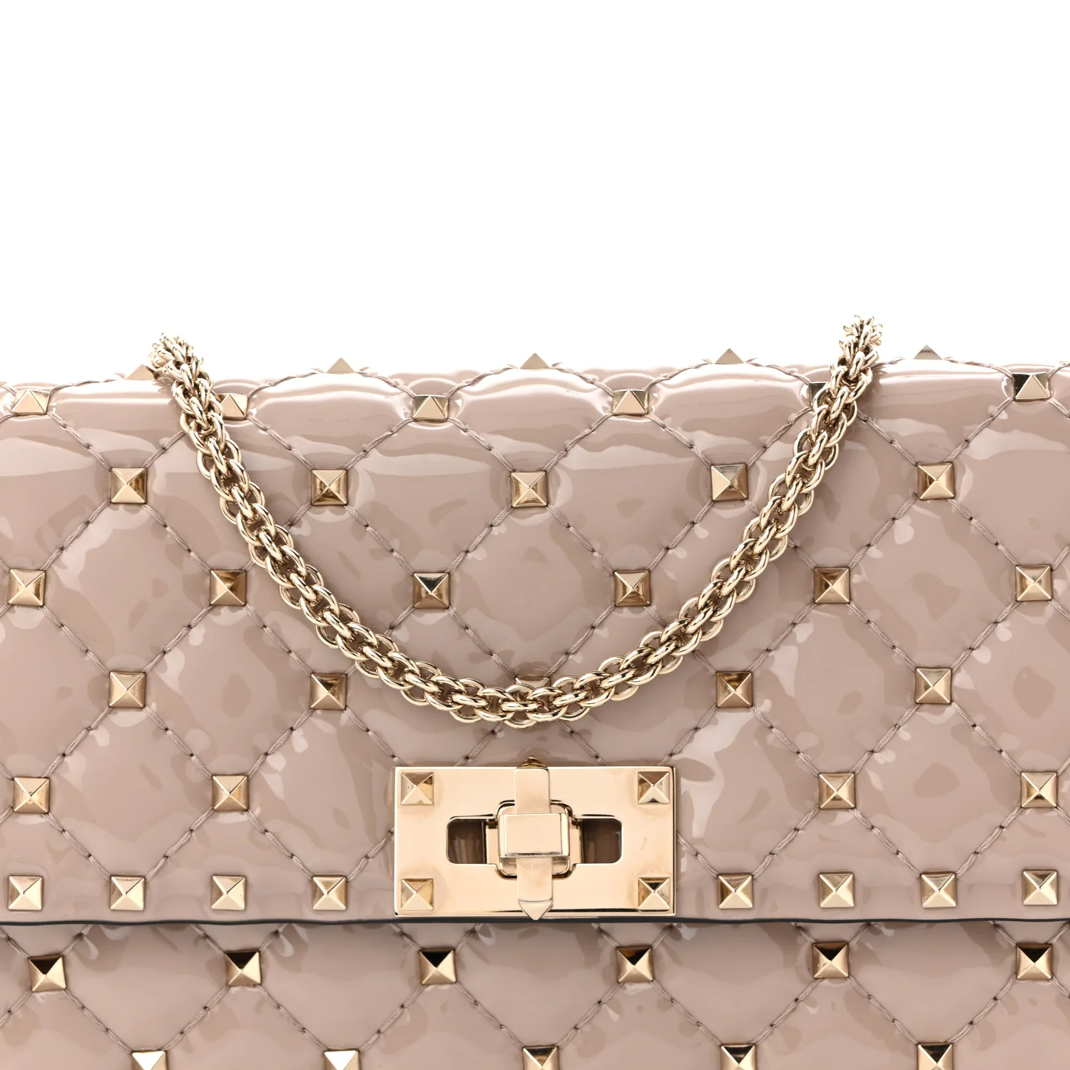 Patent Rockstud Spike Wallet on Chain Poudre - Top Club