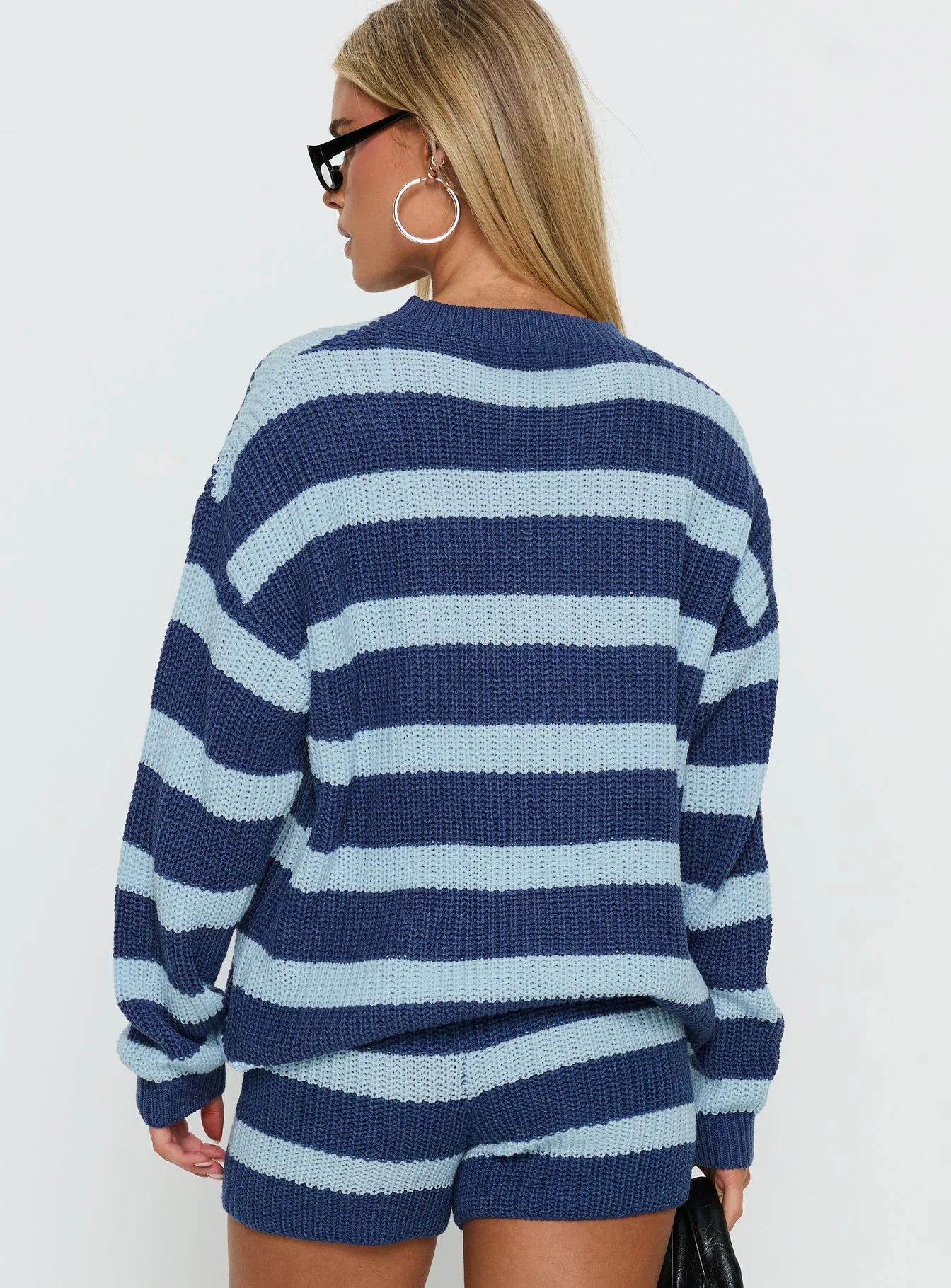 Kealin Crew Neck Knit Sweater Blue Stripe