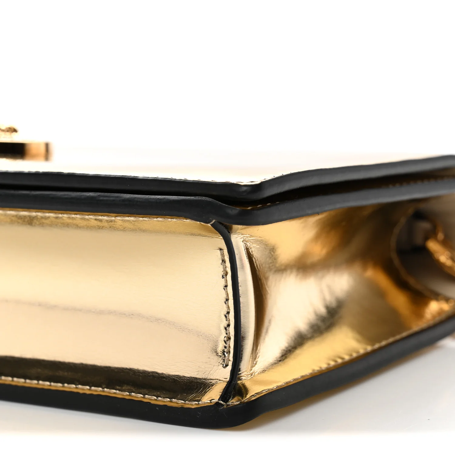 Patent Metallic Crystal Medusa Clutch On Chain Gold - Top Club