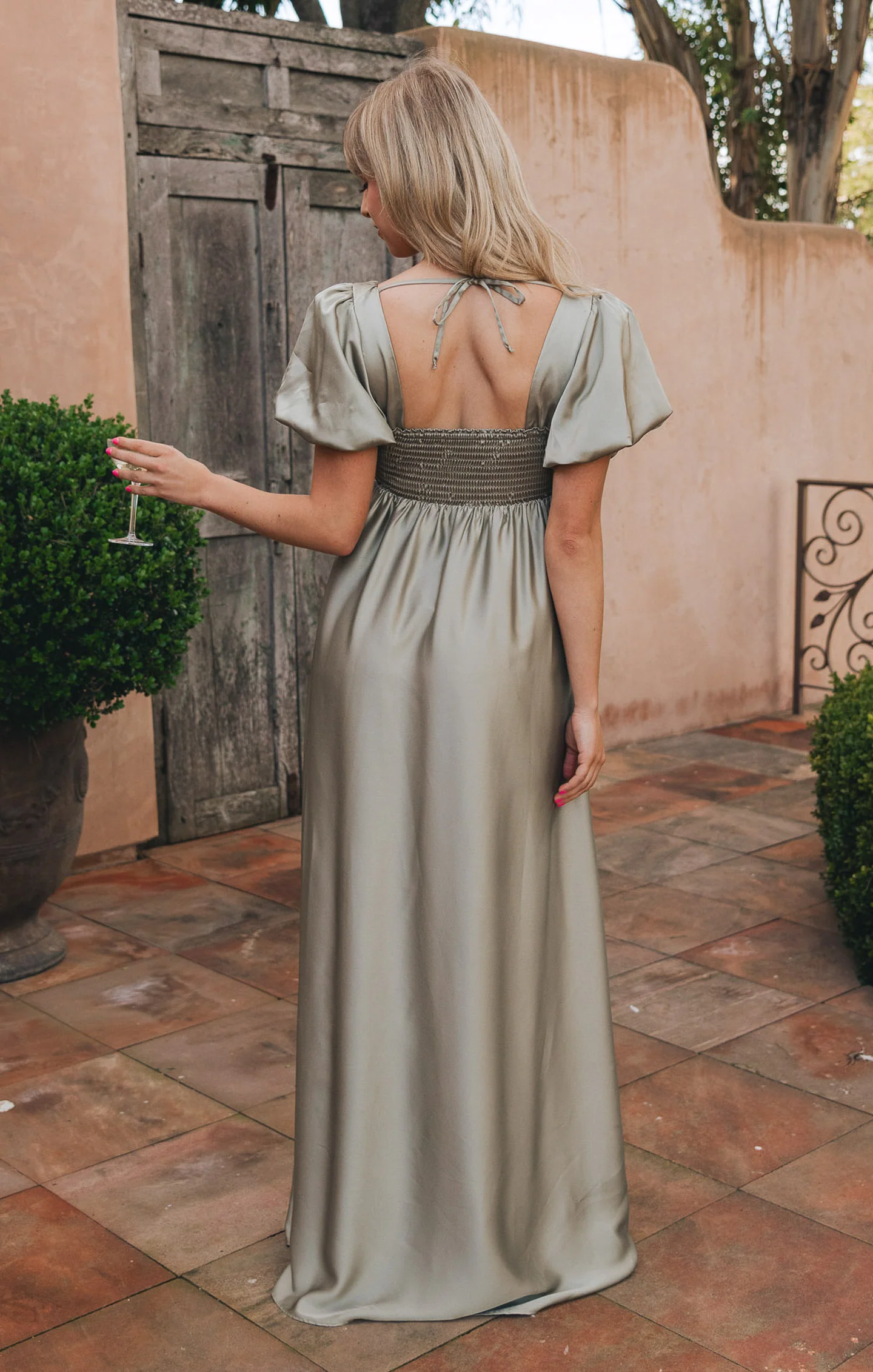 Nora Maxi Dress ~ Moss Green Luxe Satin
