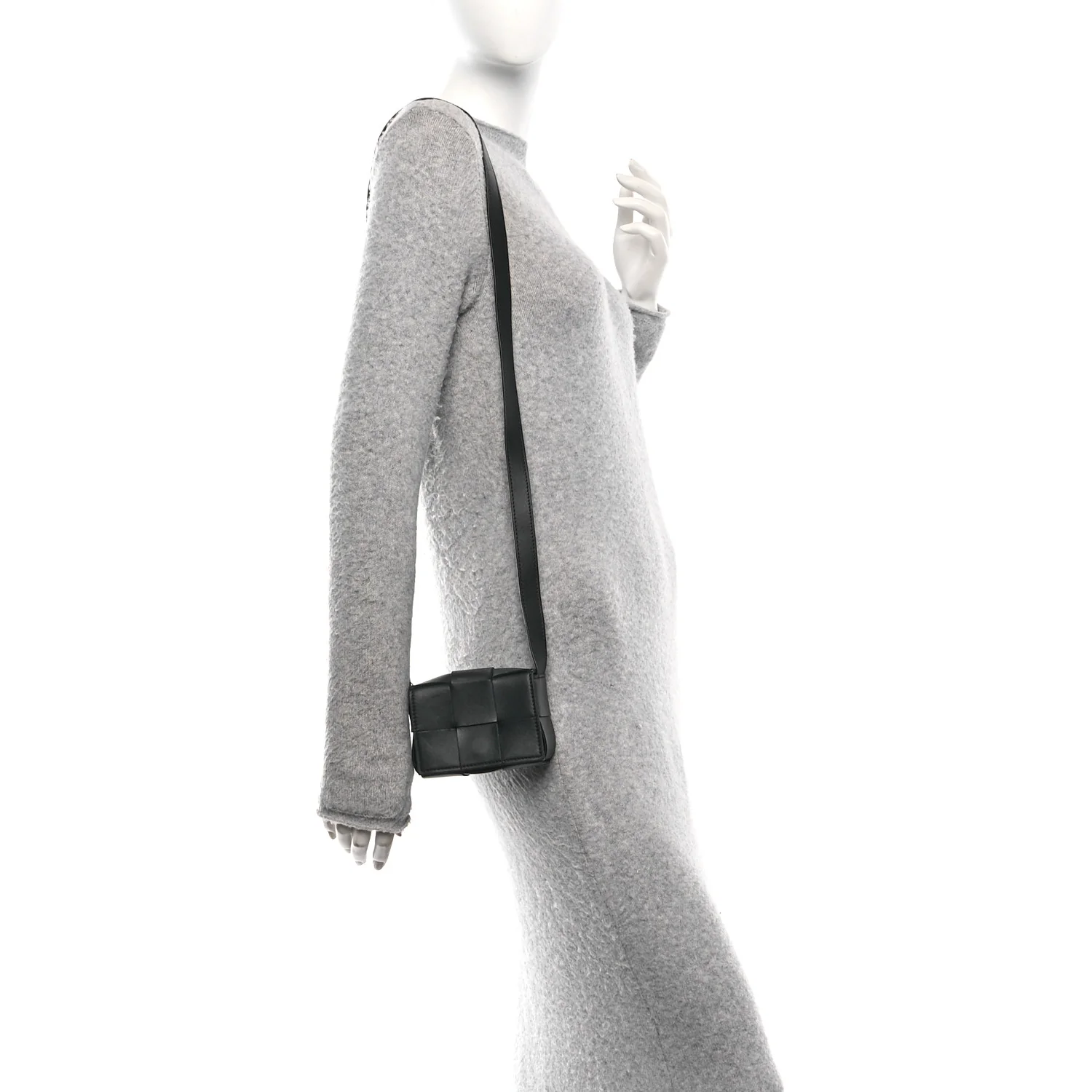 Lambskin Maxi Intrecciato Extra Mini Cassette Crossbody Bag Black