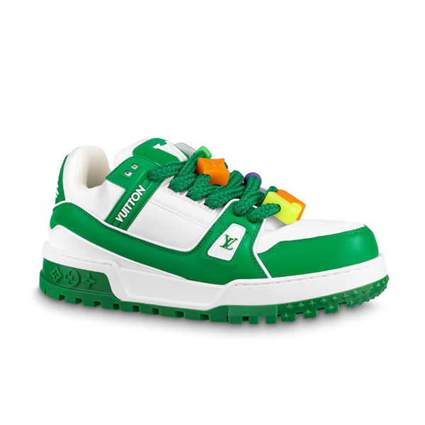 LOUIS VUITTON TRAINER MAXI LOW-TOP SNEAKERS IN WHITE AND GREEN   LVS113 - Sneaker Replica Workshop