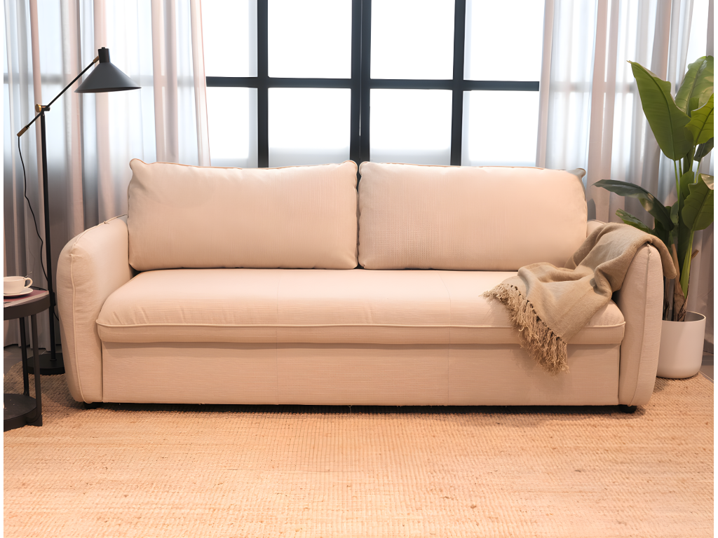 Sofá cama de 3 plazas - Sistema EasyBed poliéster beige