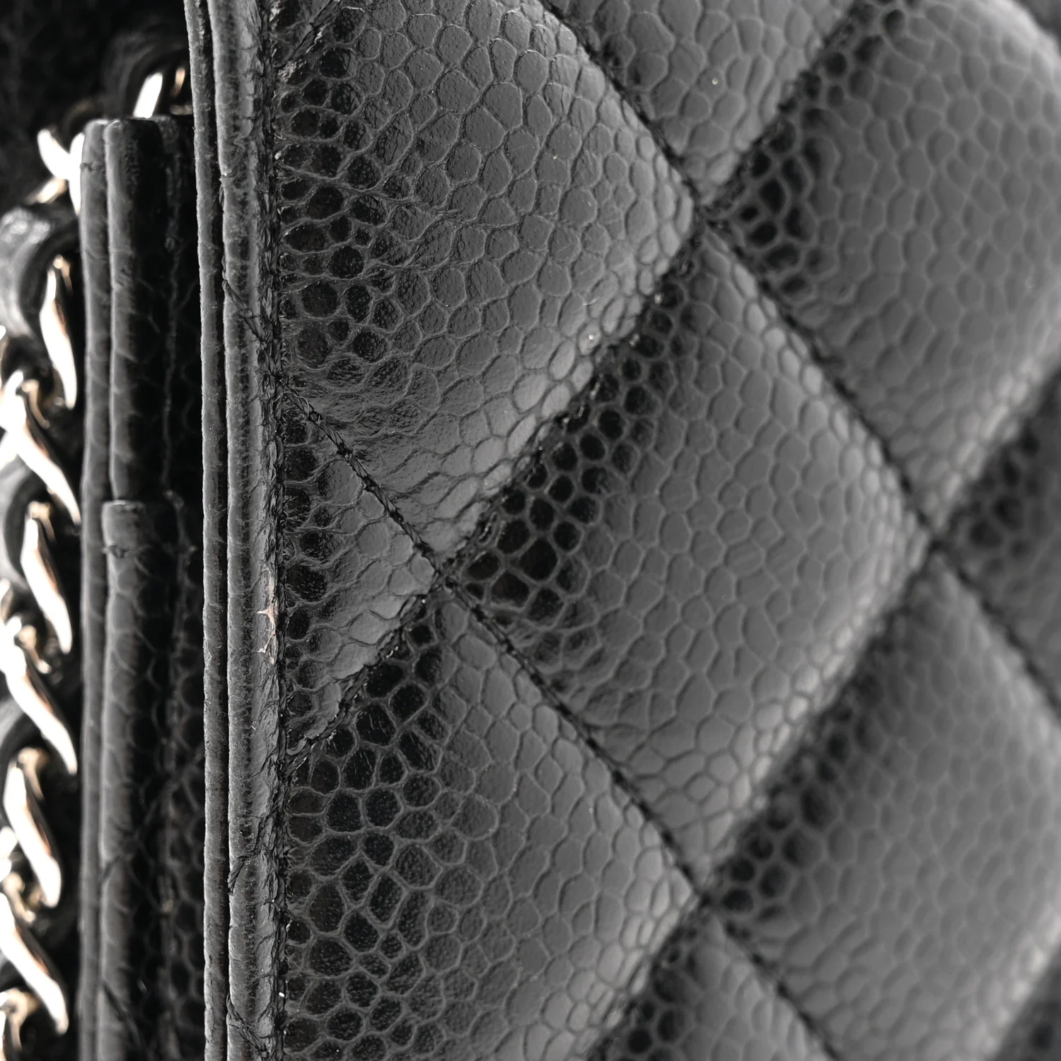 Caviar Quilted Wallet on Chain WOC Black - Top Club