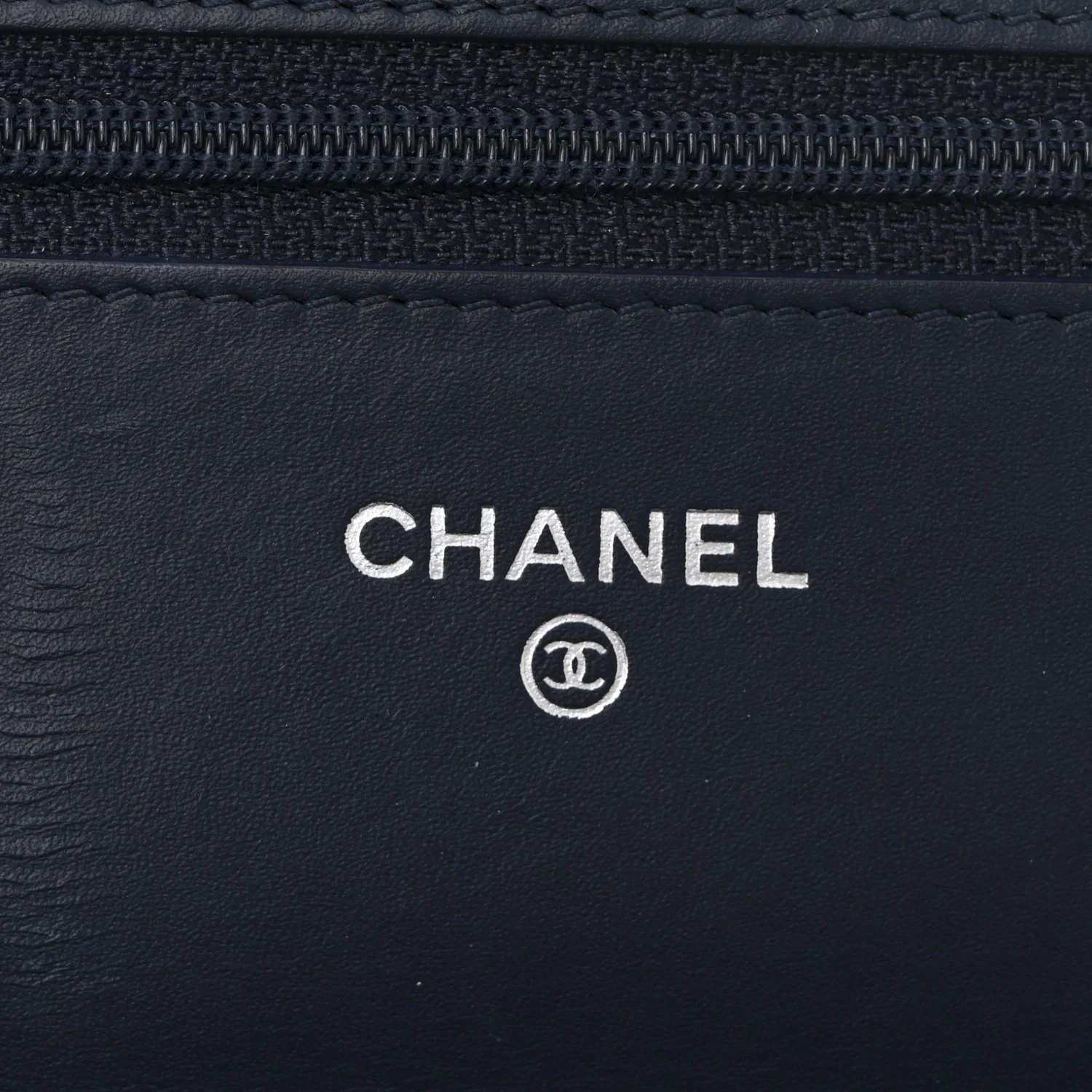 Patent Quilted Wallet On Chain WOC Navy Blue - Top Club
