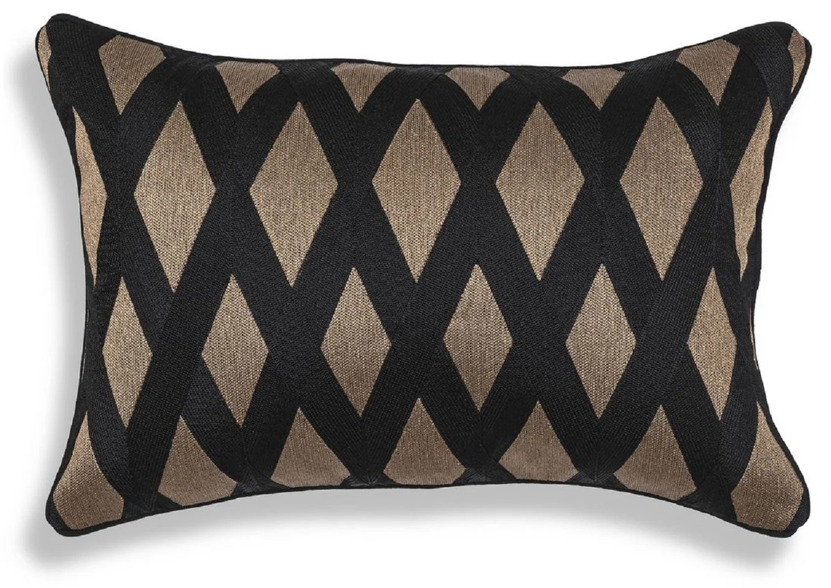 Luxury decorative cushion black / gold 60 x 40 cm - rectangular decorative cushion with elegant diamond pattern - luxury quality - hotel collection
