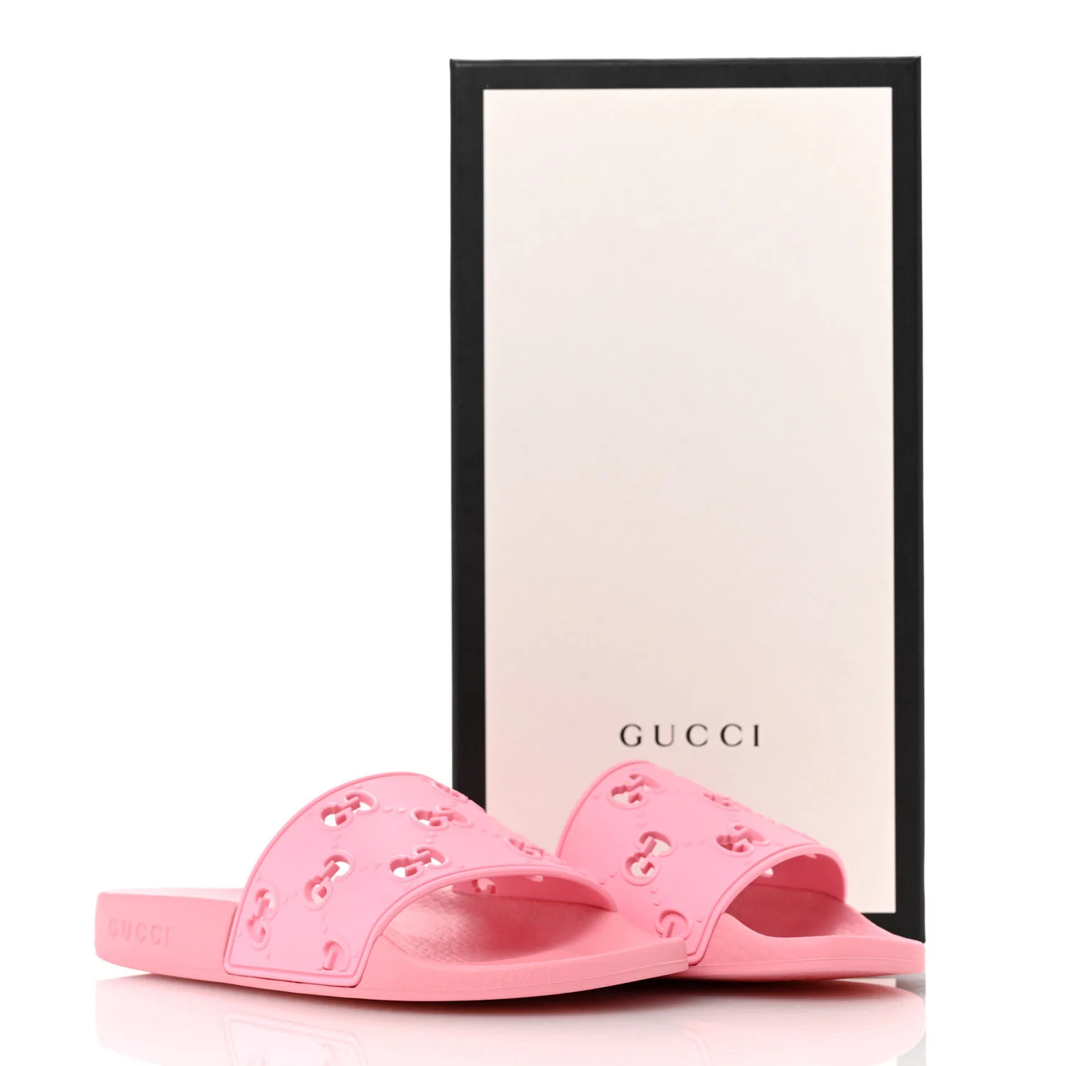 Rubber GG Monogram Perforated Womens Slide Sandals 36 Rose Box - Top Club