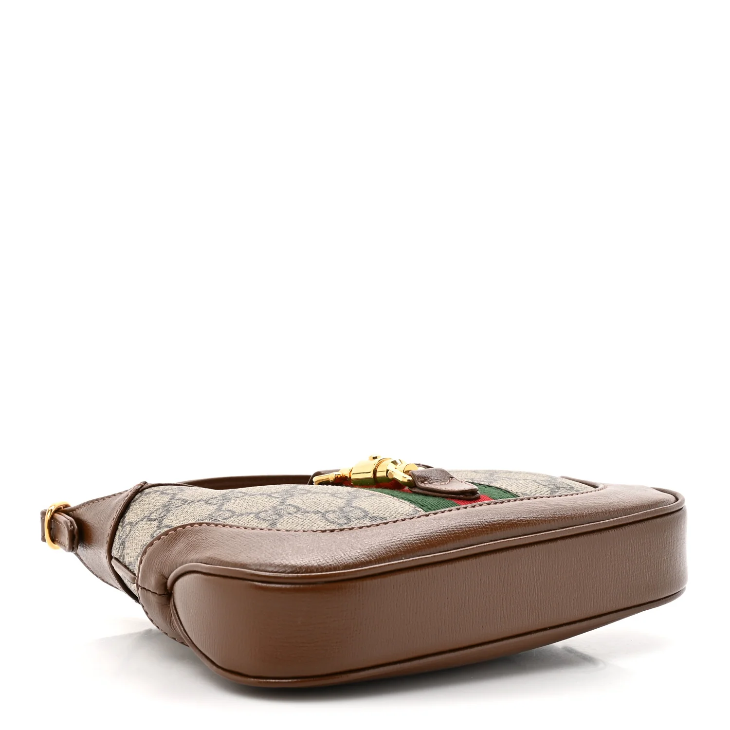 GG Supreme Monogram Azalea Calfskin Web Mini Jackie 1961 Hobo Beige Ebony Brown Sugar - Top Club