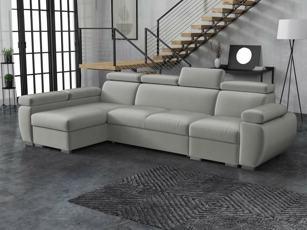 Sofá rinconero Columbus 227, Gris, Función de descanso, Caja de ropa de cama, 320x170cm