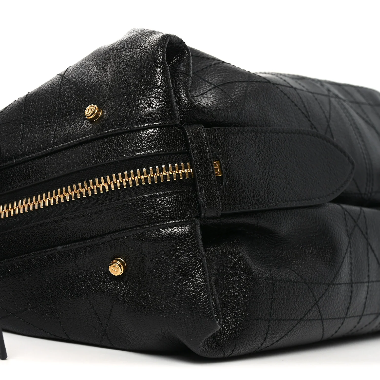 Shiny Grained Calfskin Macrocannage Medium D-Journey Bag Black - Top Club