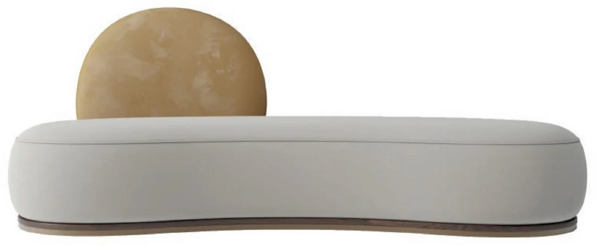 Luxury velvet sofa gray / beige / brown / brass 230 x 100 x H. 86 cm - Curved living room sofa - Hotel sofa - Living room furniture - Hotel furniture - Luxury furniture