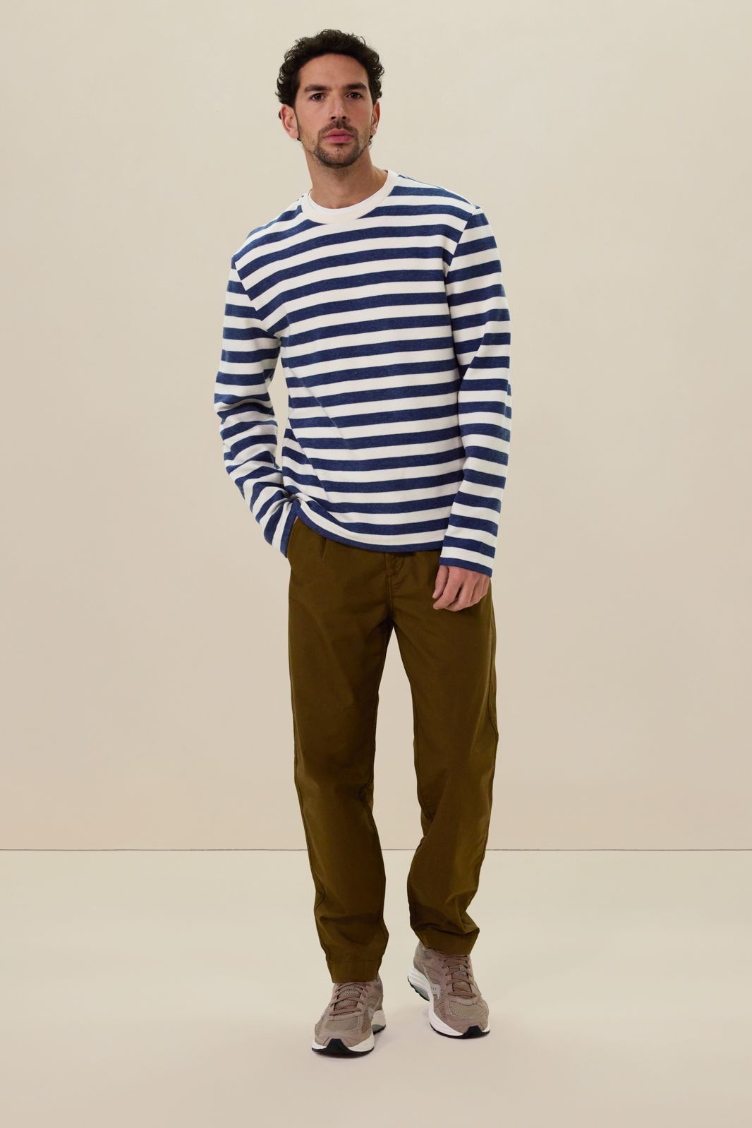 Blauwe gestreepte sweater