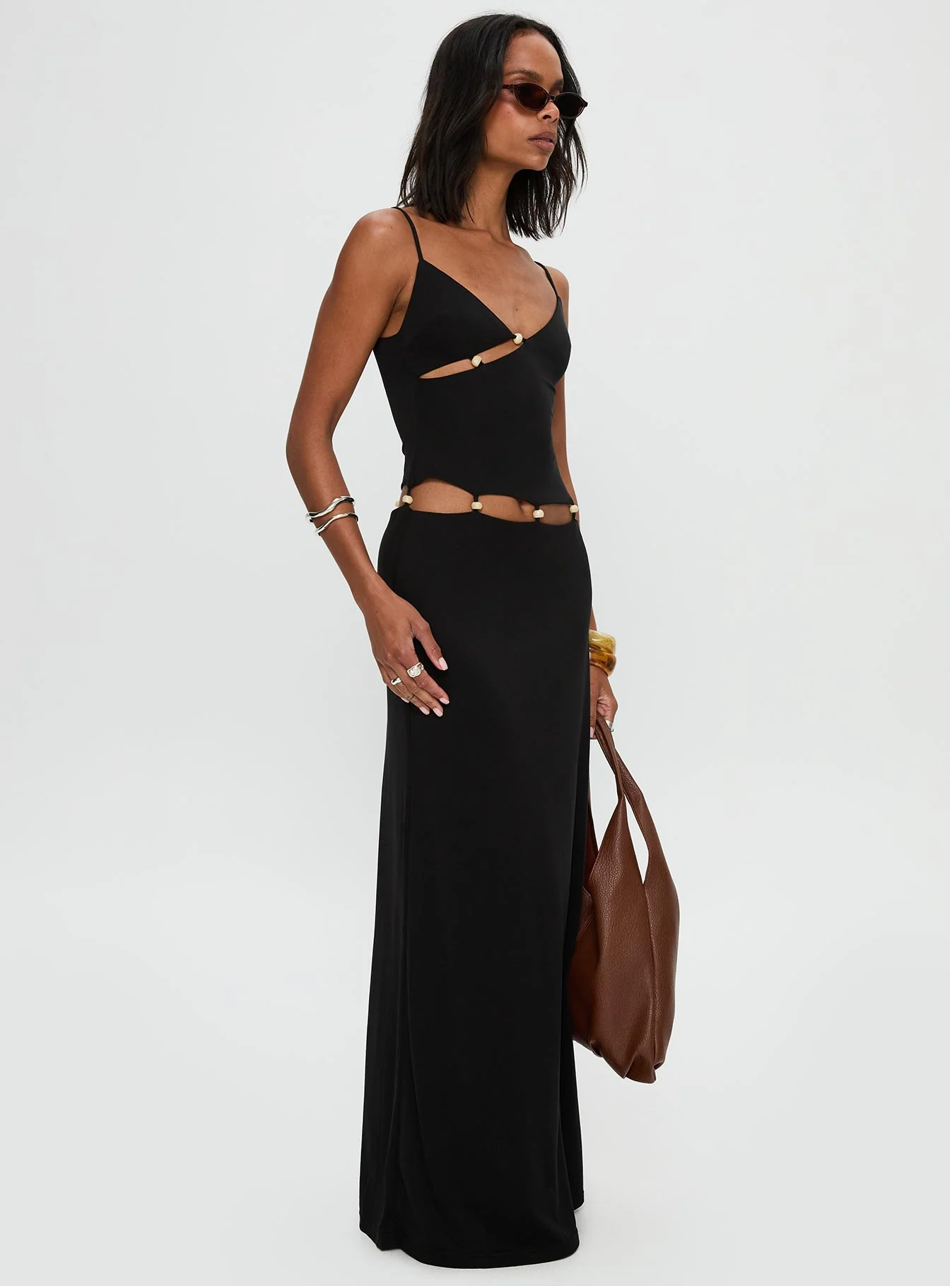 Allspice Beaded Maxi Dress Black