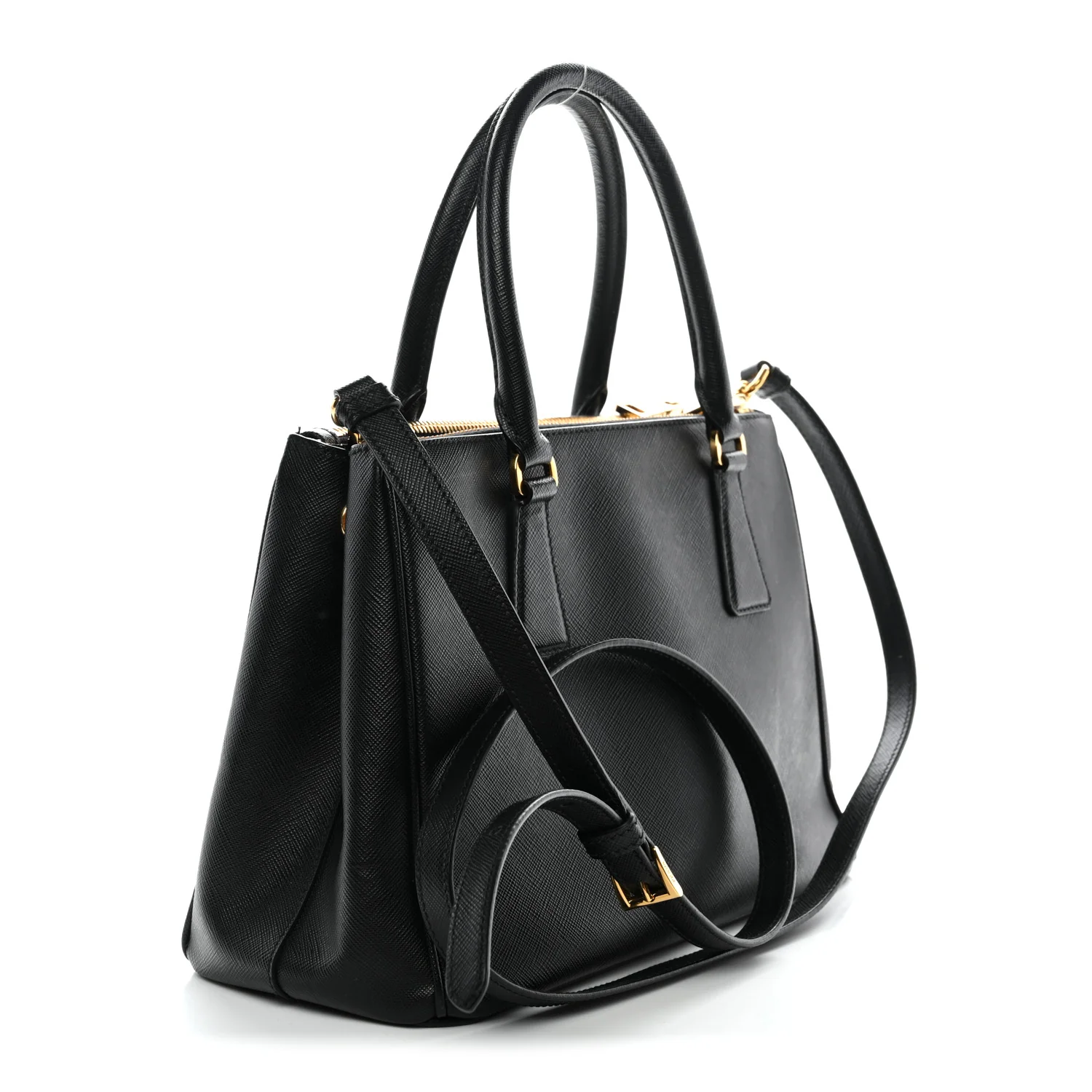 Saffiano Small Galleria Double Zip Tote Black - Top Club