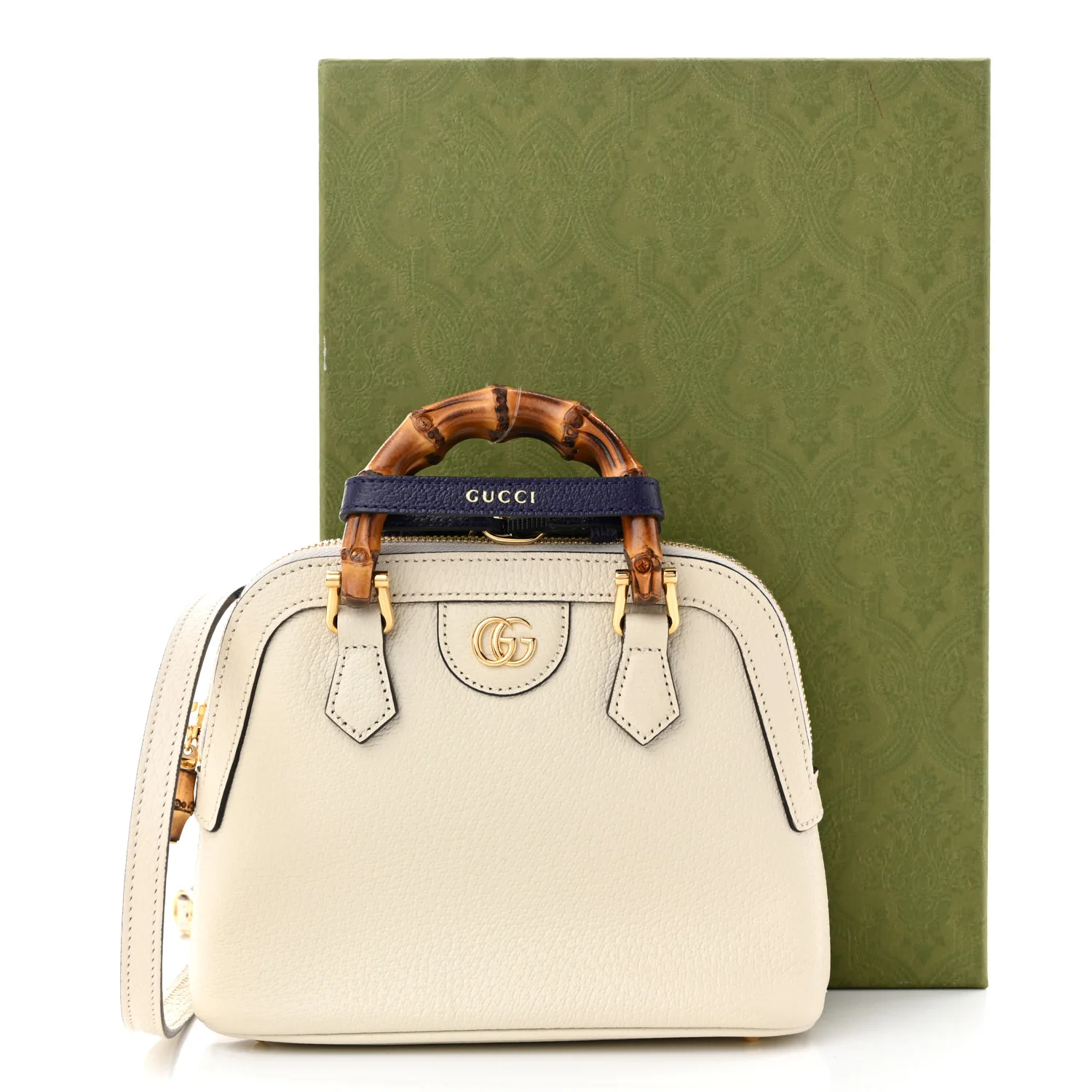 Textured Dollar Calfskin Mini Diana Dome Tote Bag White - Top Club