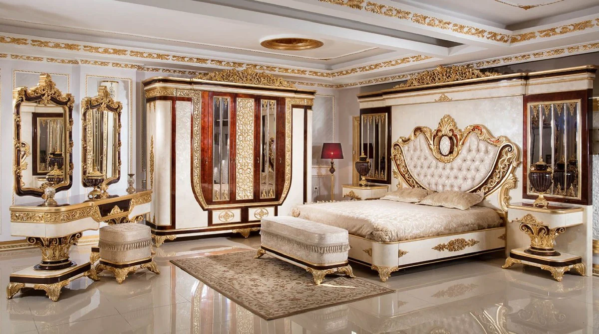 Luxury baroque mirror brown / gold H. 130 cm - Baroque furniture