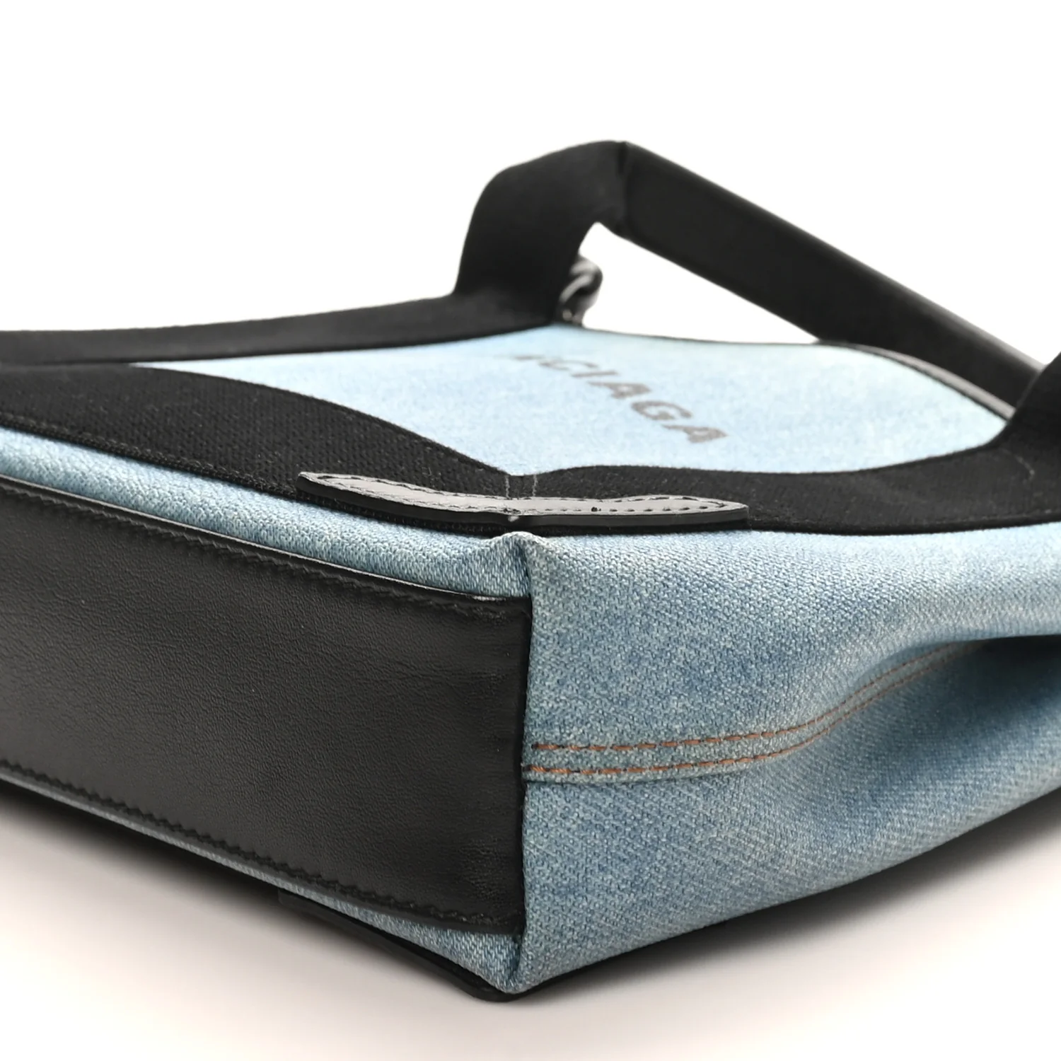 Denim  Fabric Satin Calfskin Navy Cabas XS Blue Black - Top Club