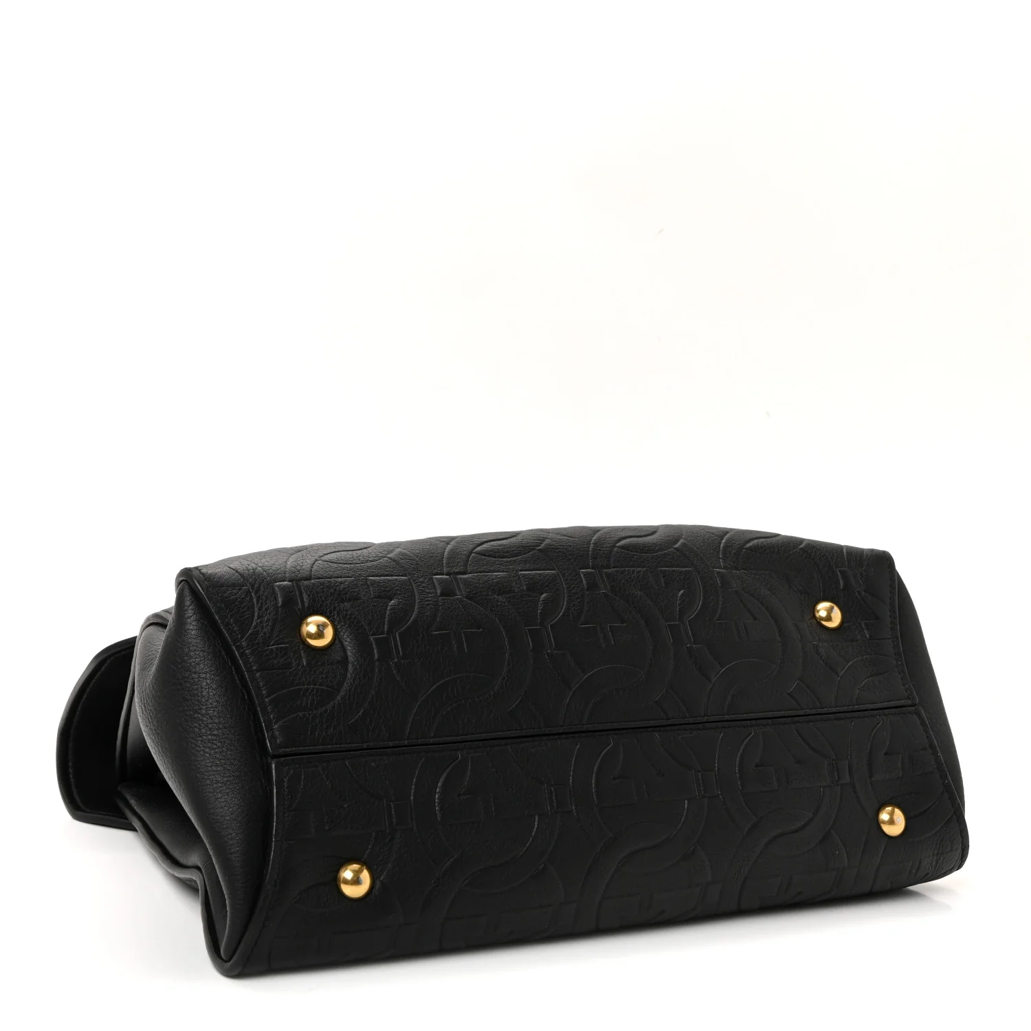 Calfskin Embossed Medium Margot Top Handle Satchel Black - Top Club