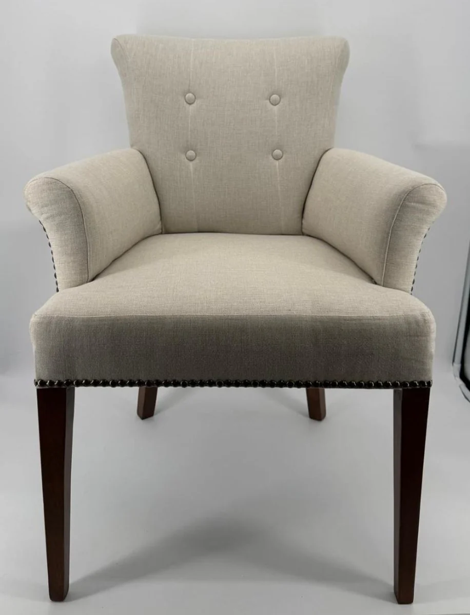 Luxury dining room chair with armrests gray / brown H. 86 cm - Dining room furniture