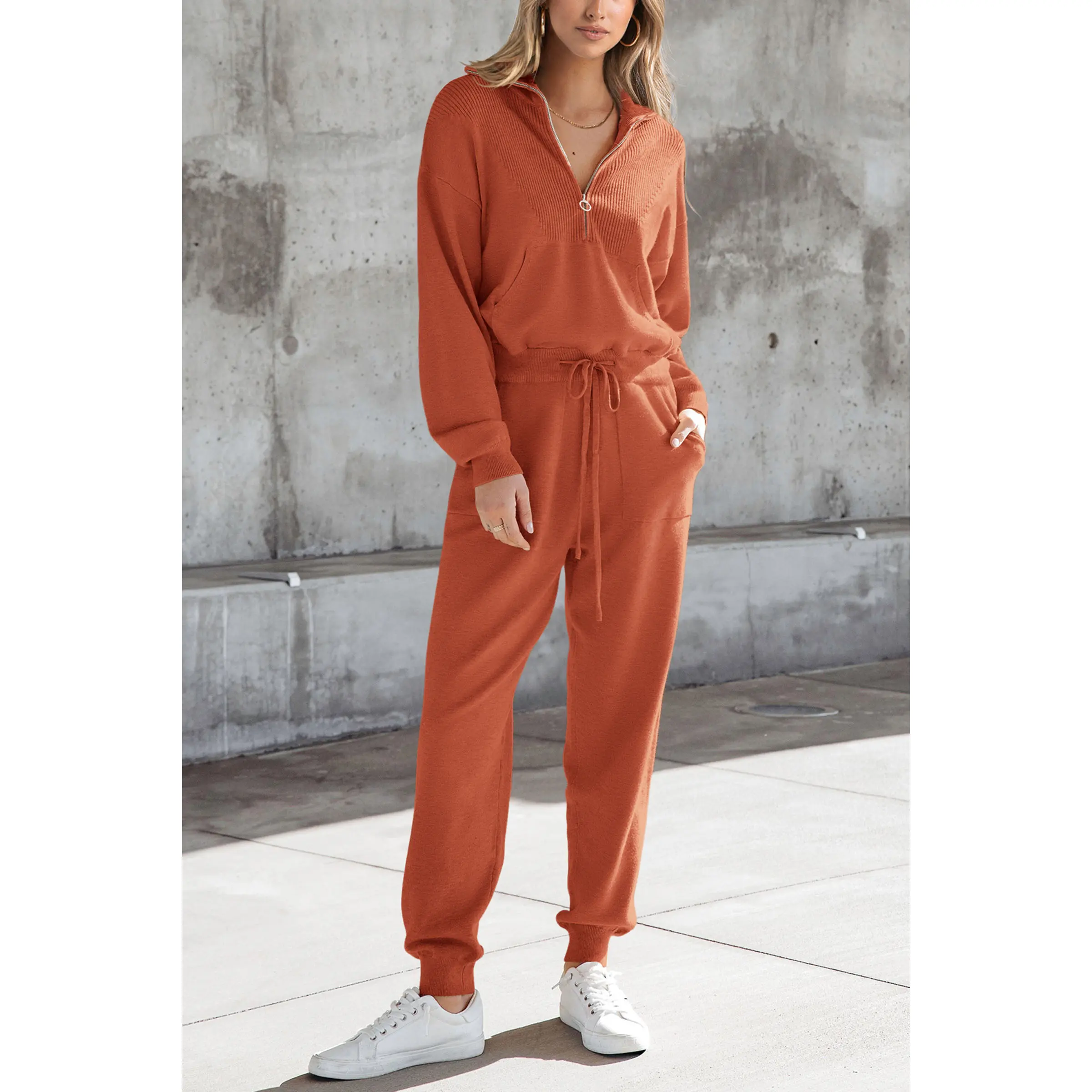 PrettyGarden Women's 2-Piece Sweater Set Pullover Zip Up Sweatshirt Jogger Sweatpants Tracksuit Casual Outfit