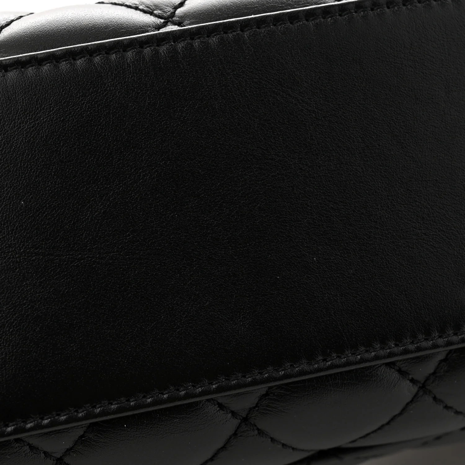 Calfskin Quilted Mini Logo Coco Handle Flap Black - Top Club