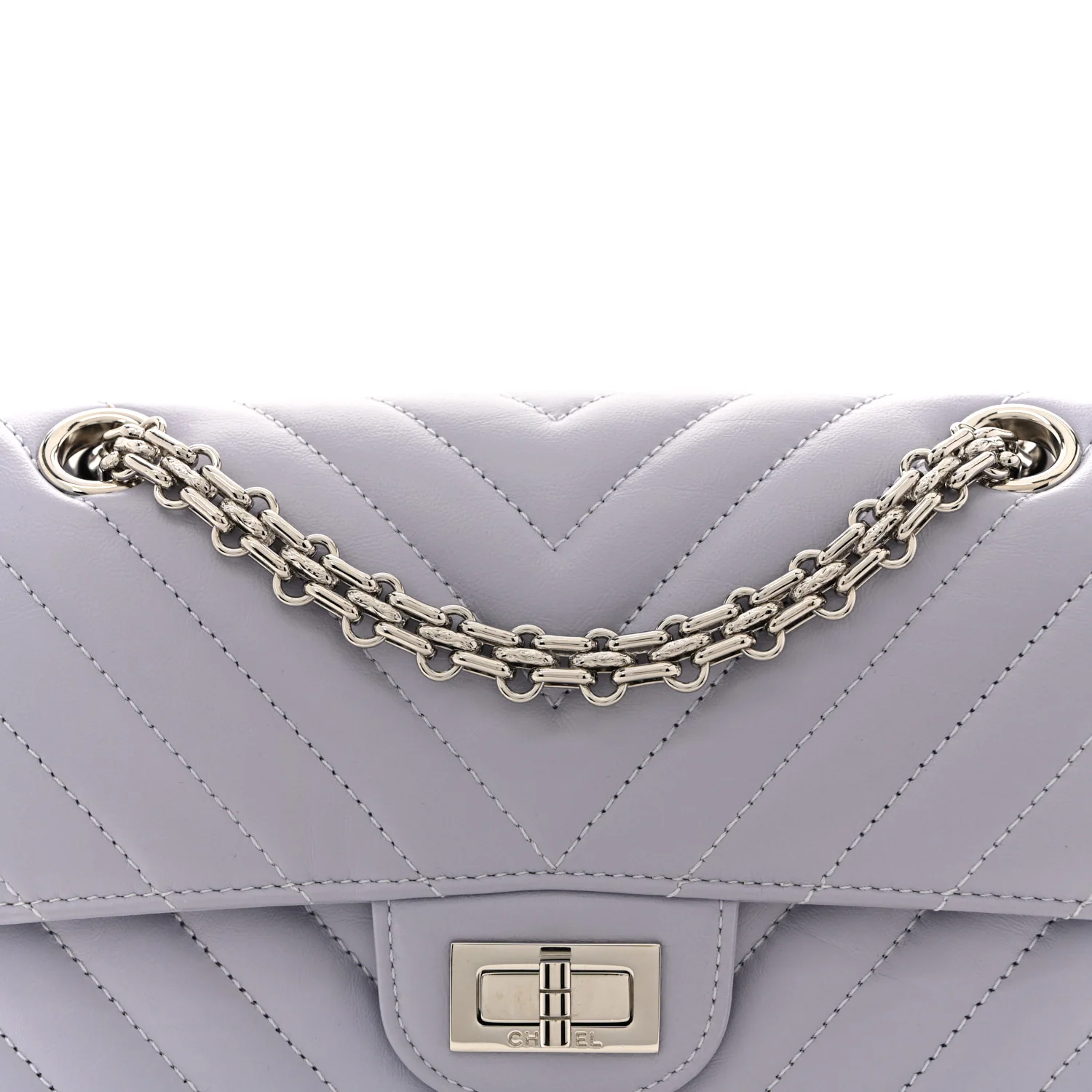 Aged Calfskin Chevron Quilted 2.55 Reissue Mini Flap Light Purple - Top Club