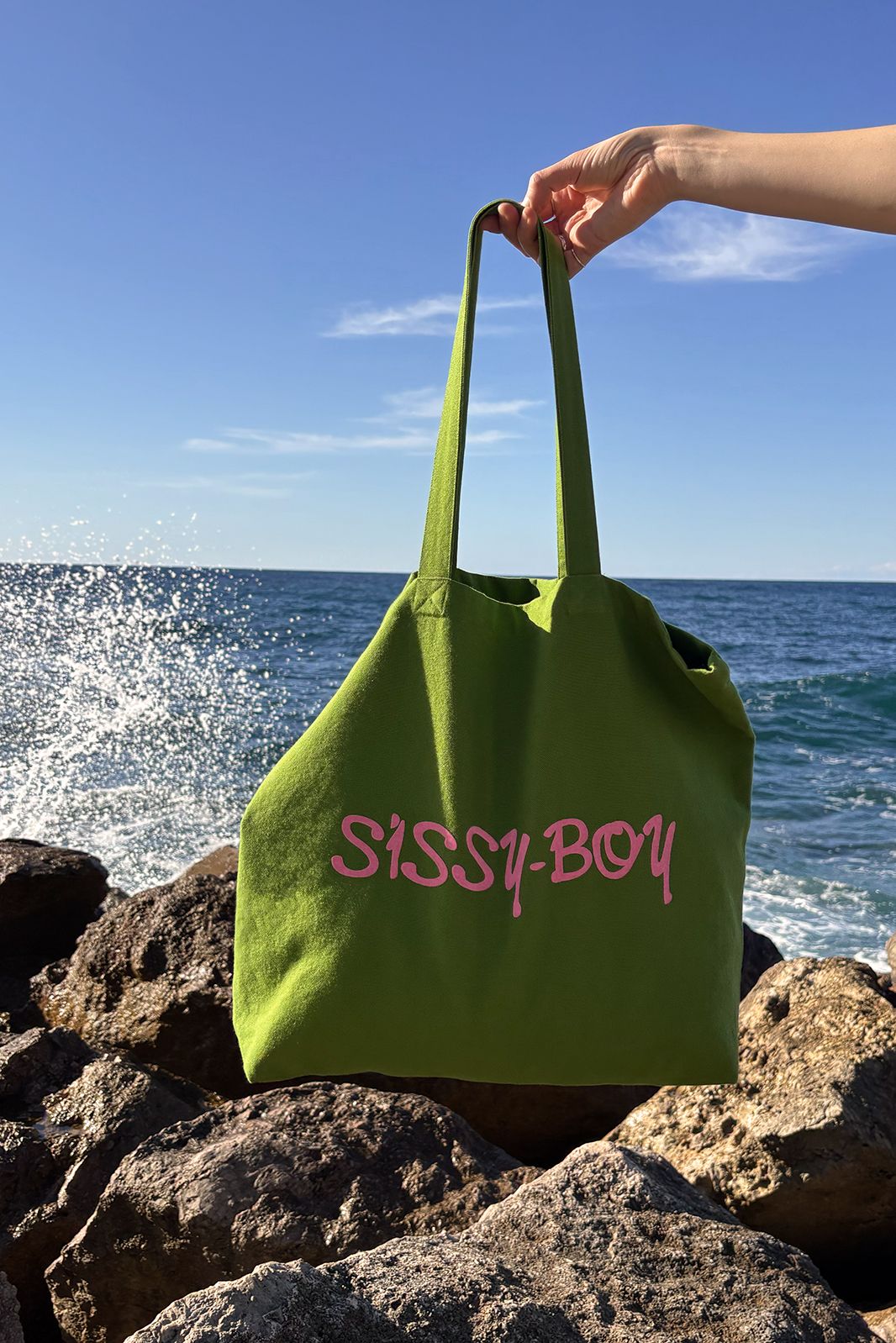 Groene canvas shopper large