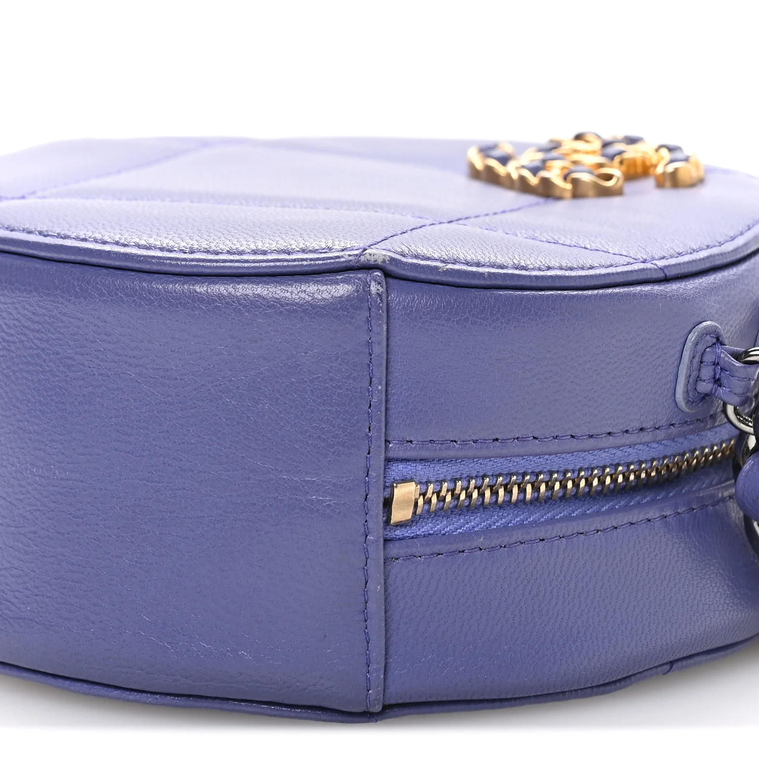 Lambskin Quilted Chanel 19 Round Clutch With Chain Purple - Top Club