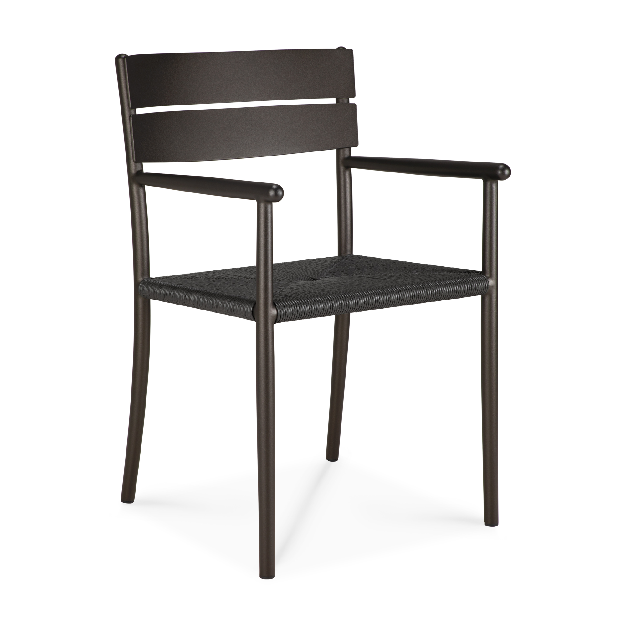 Tuinstoel Elin dark bronze/koord met armleuning