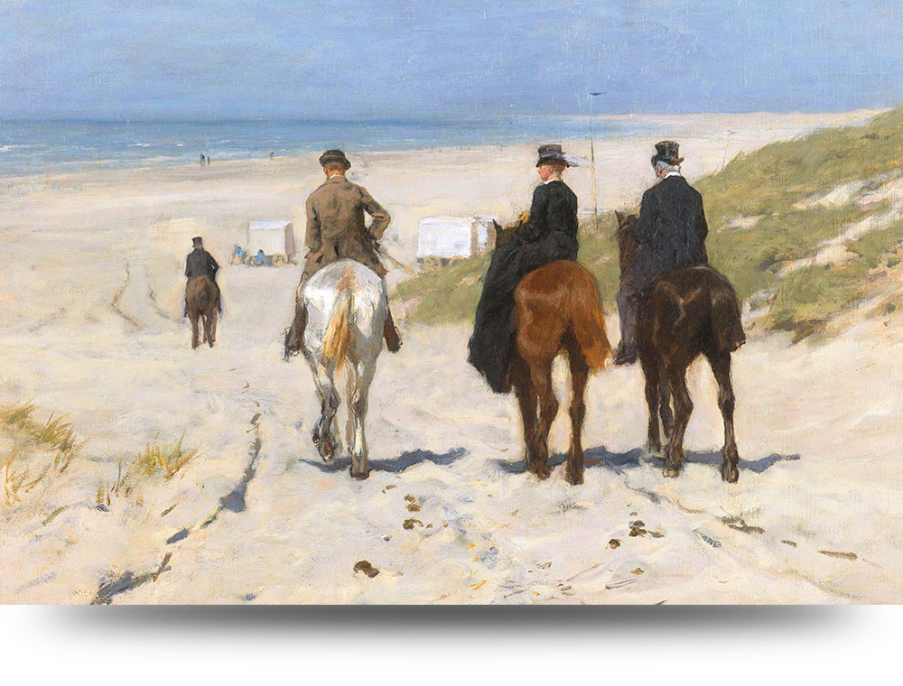 Morgenrit langs het strand - Print op plexiglas 120 x 80 cm