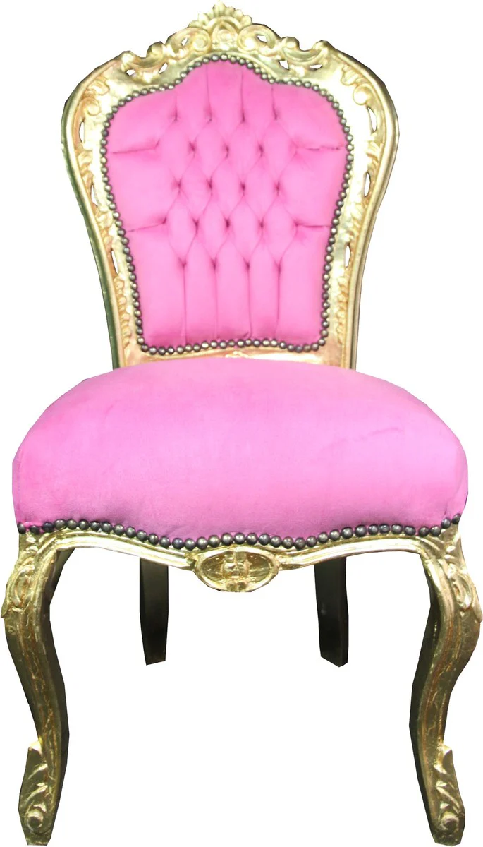 Barock Esszimmer Stuhl Rosa / Gold Mod3 - Limited Edition