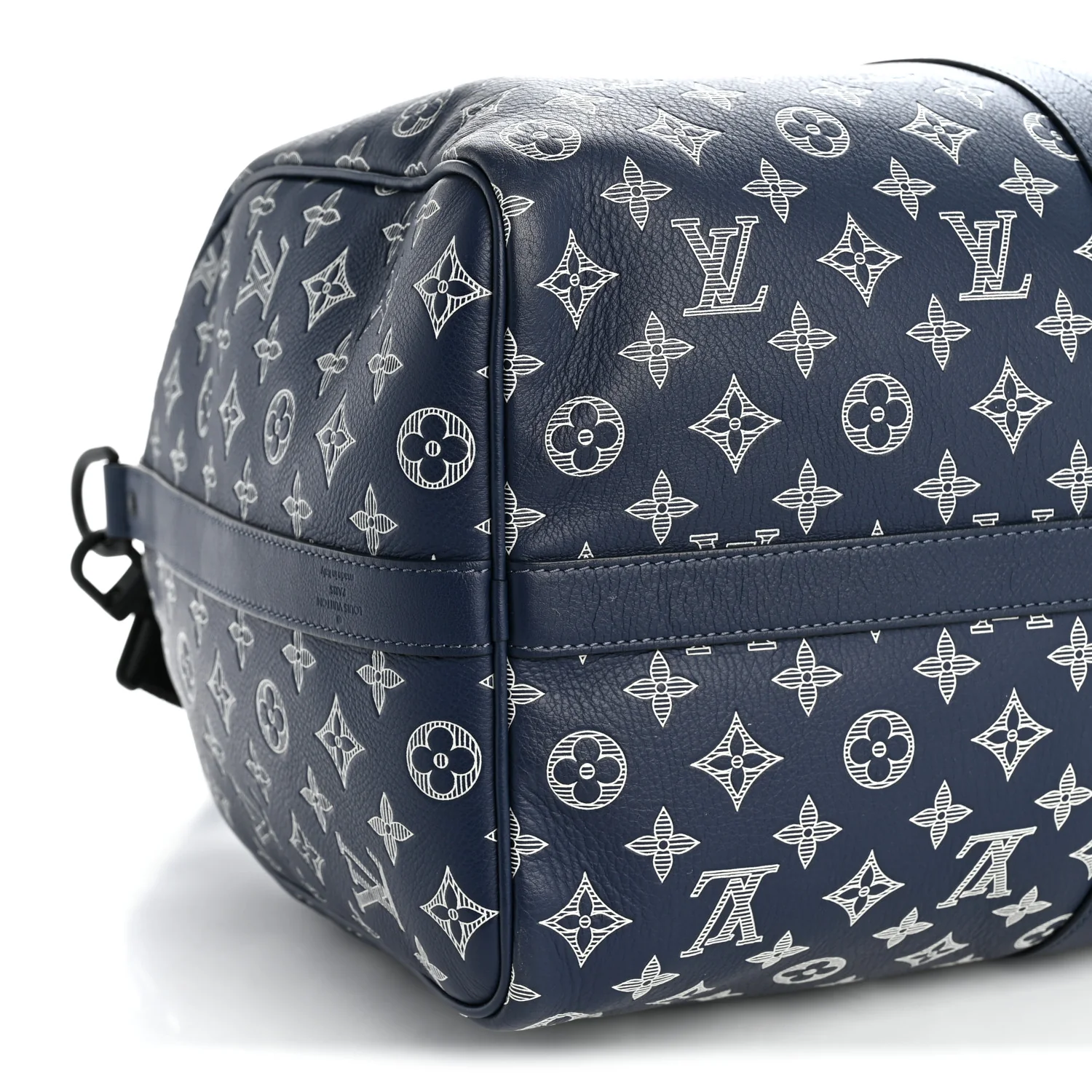Calfskin Shadow Monogram Keepall Bandouliere 50 Ink Blue White - Top Club