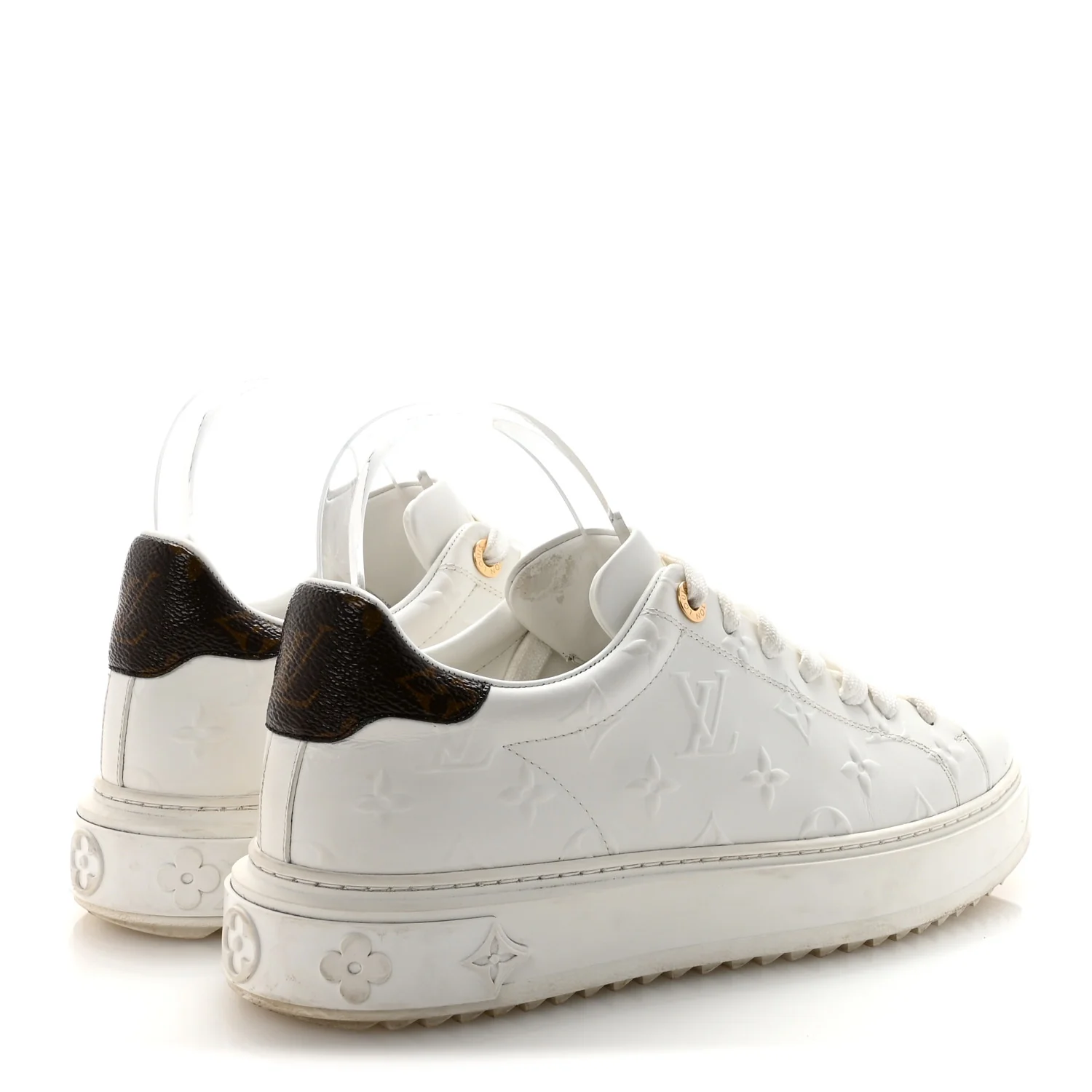 Lambskin Embossed Monogram Time Out Sneakers 40 White - Top Club