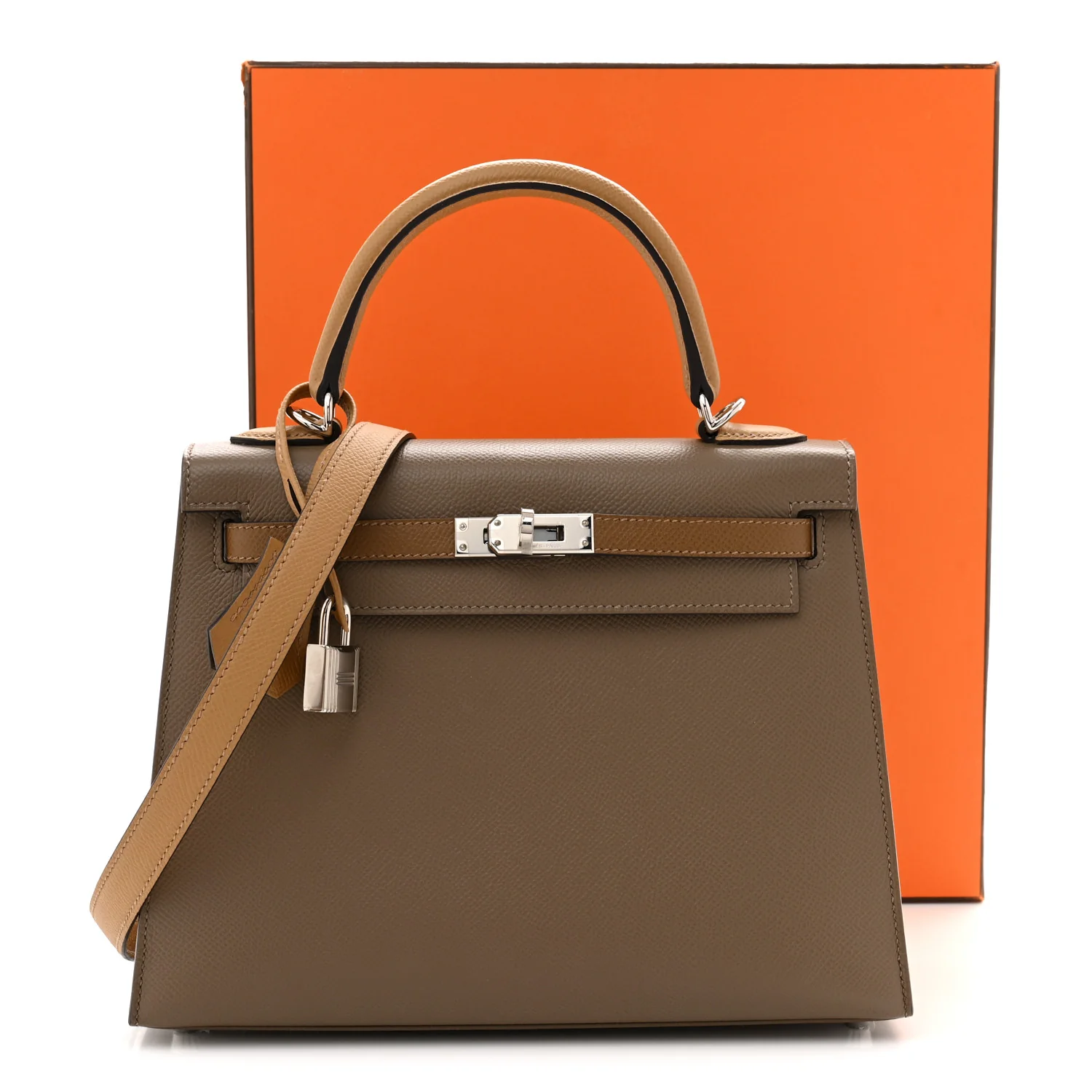 Epsom Tri-Color Kelly Sellier 25 Etoupe Alezan Biscuit - Top Club