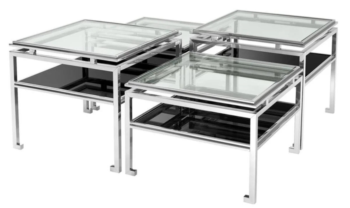 Luxury coffee table set of 4 silver - designer living room furniture