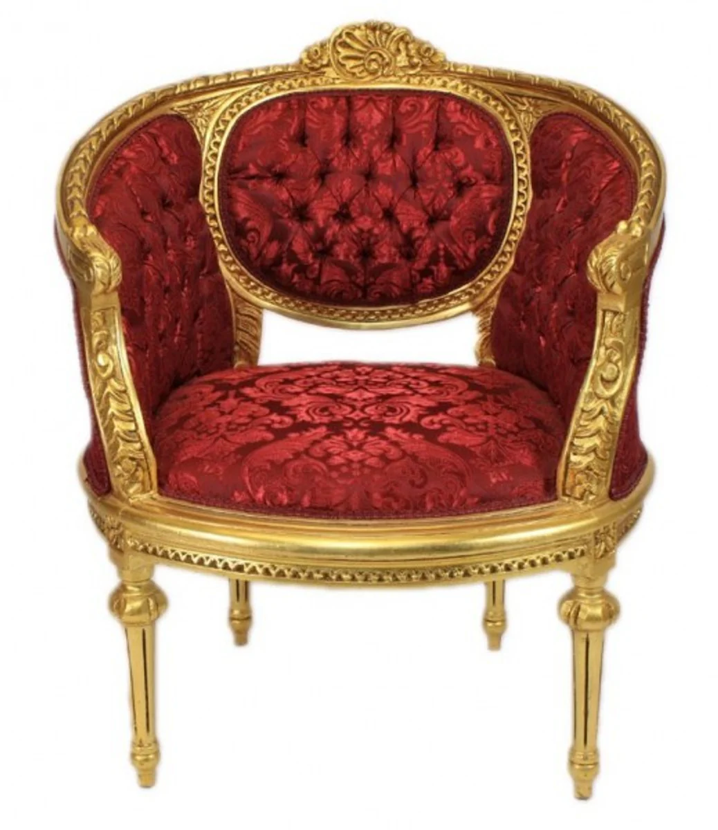 Baroque living room set Marseille Bordeaux pattern / gold - sofa + 2 armchairs