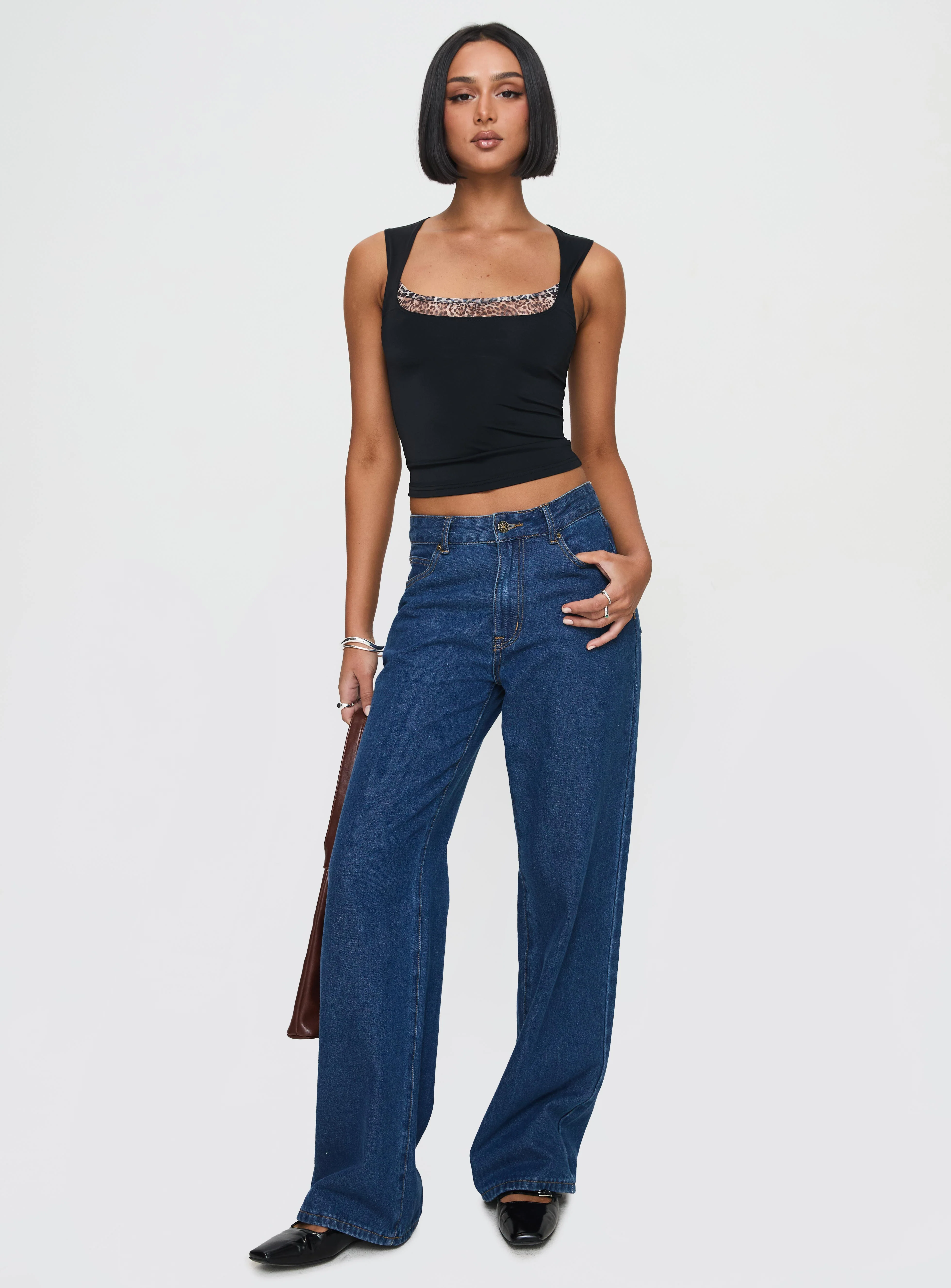 Xandi Top Black Leopard