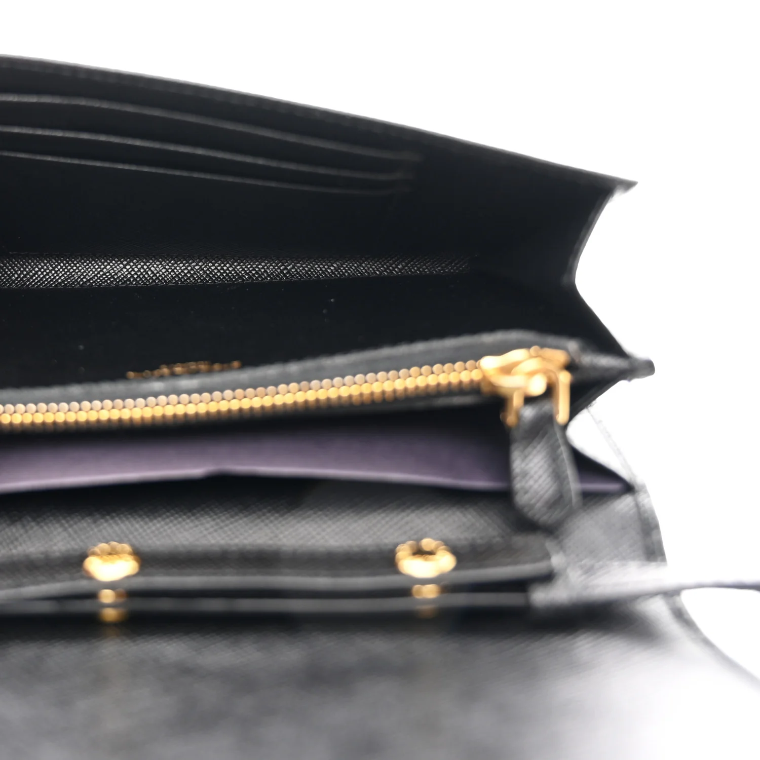 Saffiano Metal Flap Wallet With Strap Black - Top Club