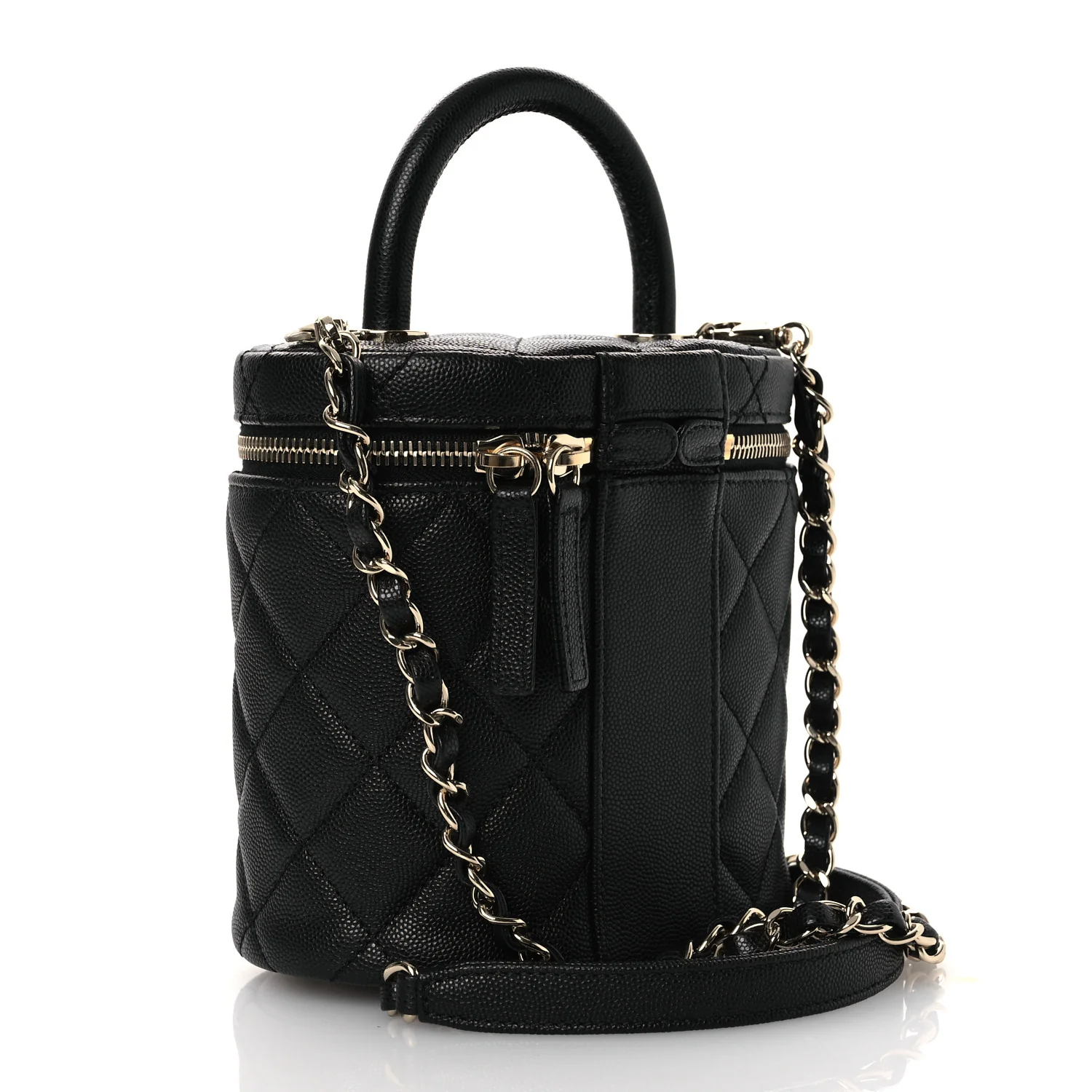 Caviar Quilted Top Handle Vanity Case Black - Top Club