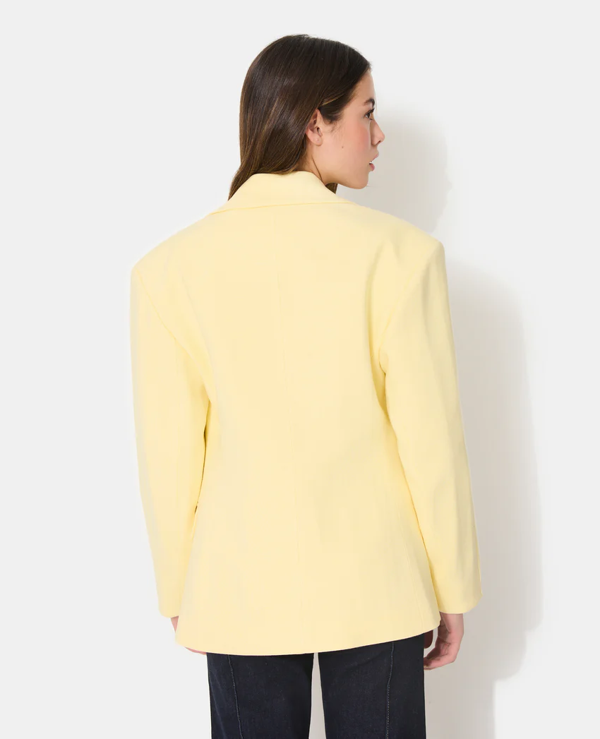 Pimkie Veste blazer long et cintré en tissu effet lin