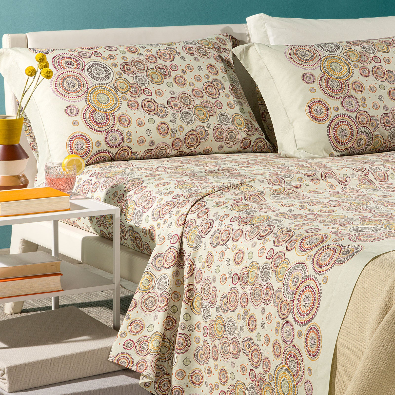 Complete cotton sheet DEA single coral caleffi