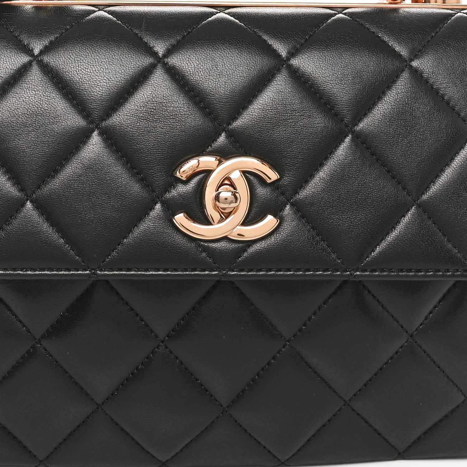 Lambskin Quilted Small Trendy CC Dual Handle Flap Bag Black - Top Club