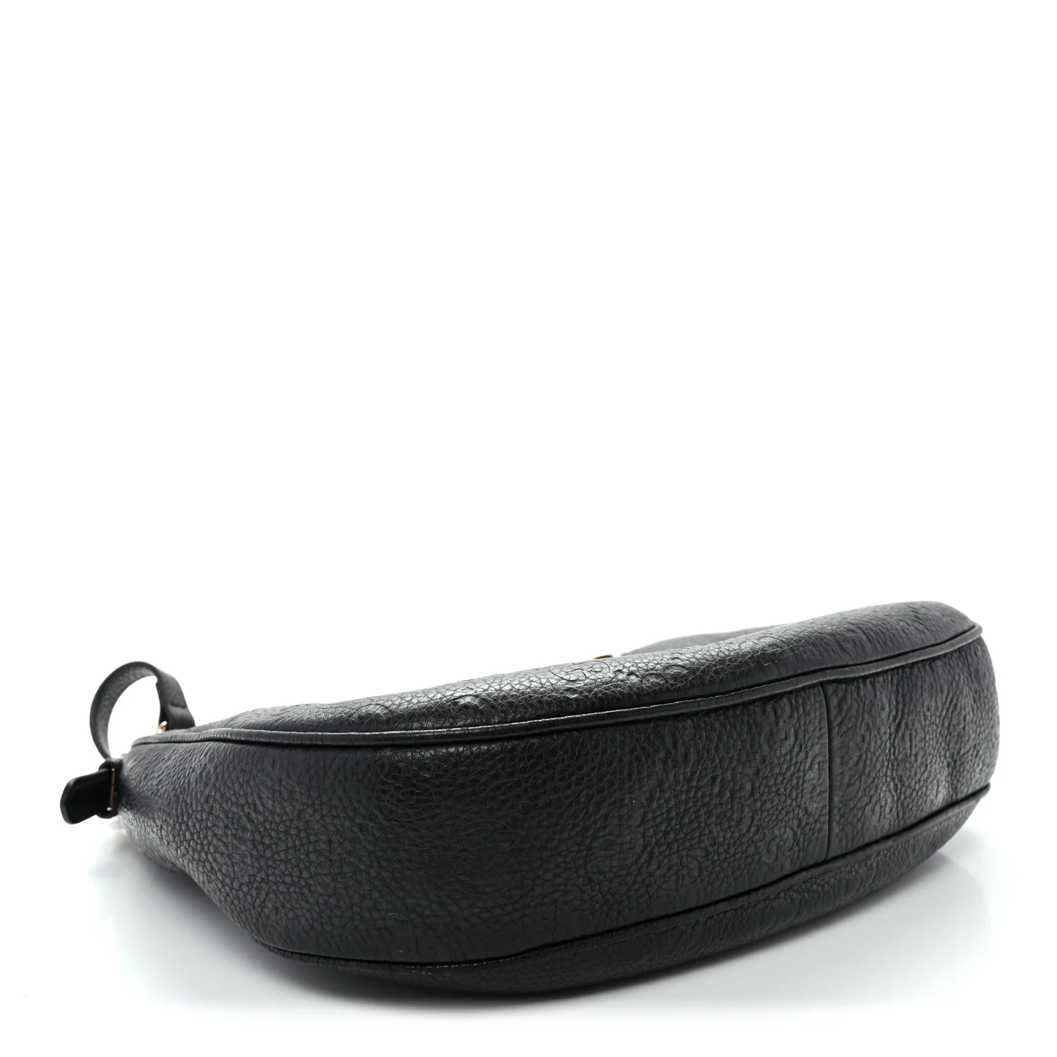 GG Grainy Calfskin Emblem Large Half Moon Shoulder Bag Black - Top Club