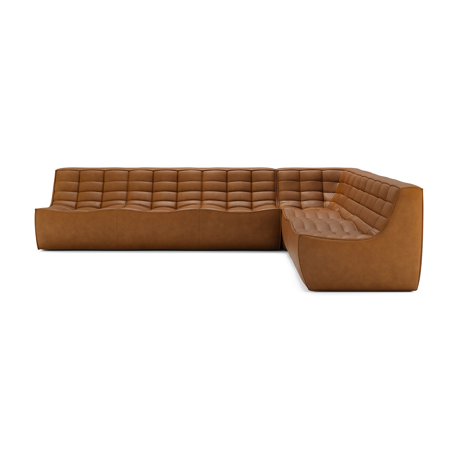 Modulaire bank N701 old saddle set 2+3 seat, 90° rechte hoek