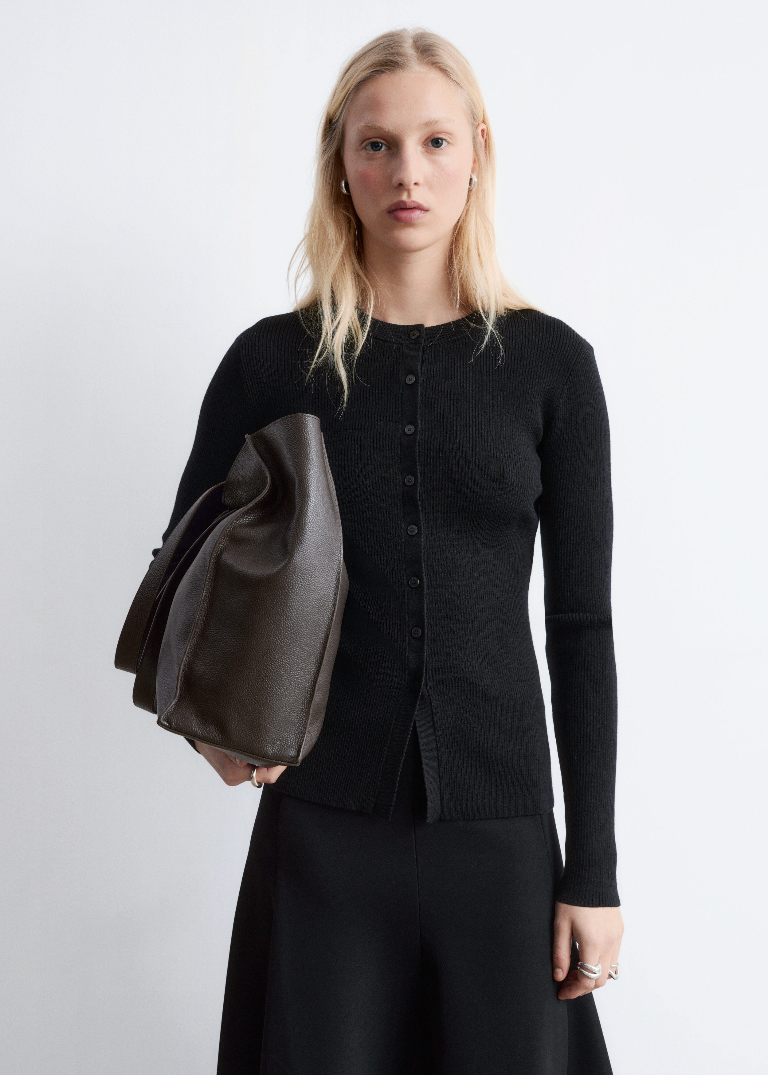 & Other Stories RIB-KNIT MERINO WOOL CARDIGAN