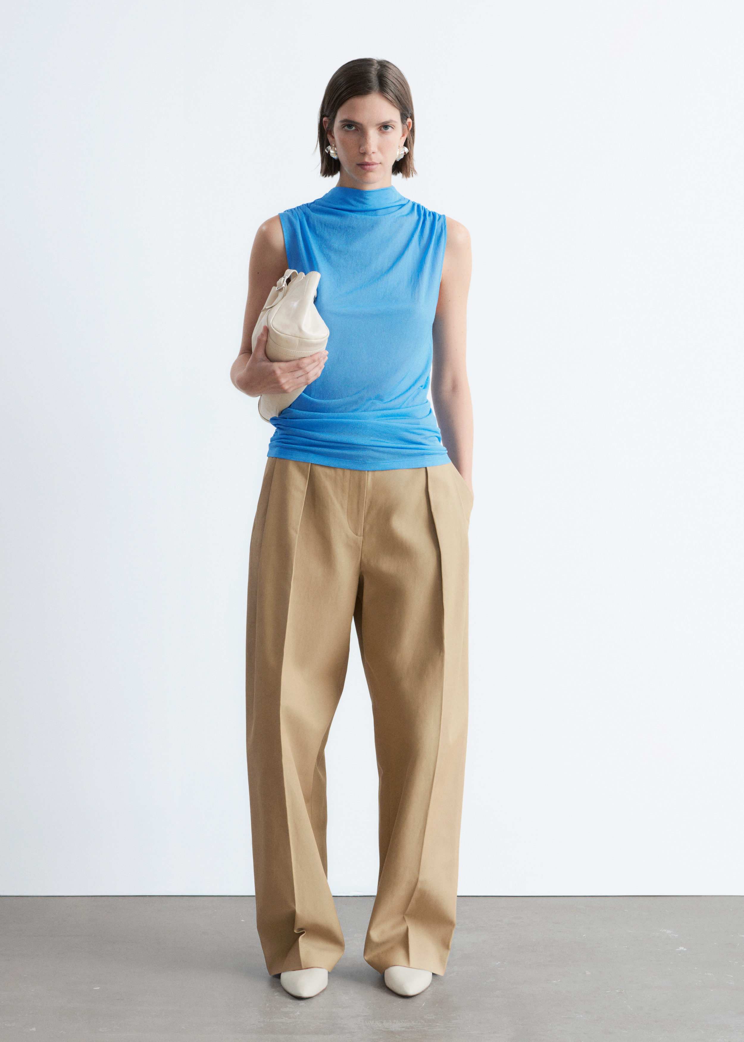 & Other Stories RUCHED MOCK-NECK TOP