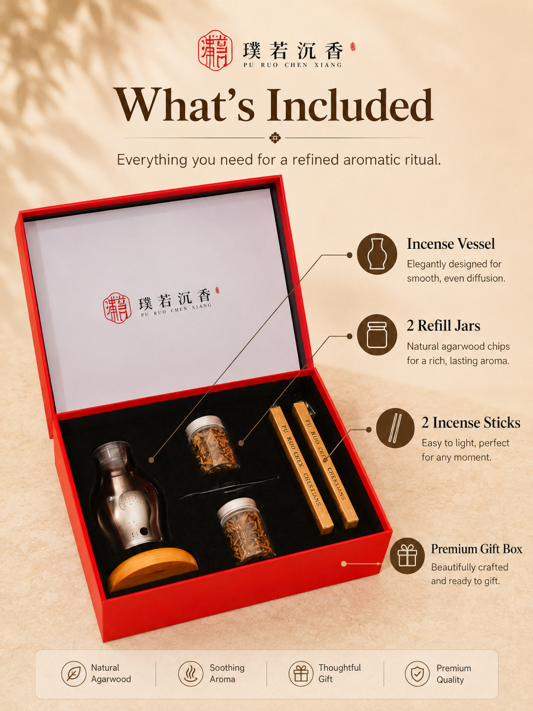 Premium Agarwood Incense Gift Set with Burner